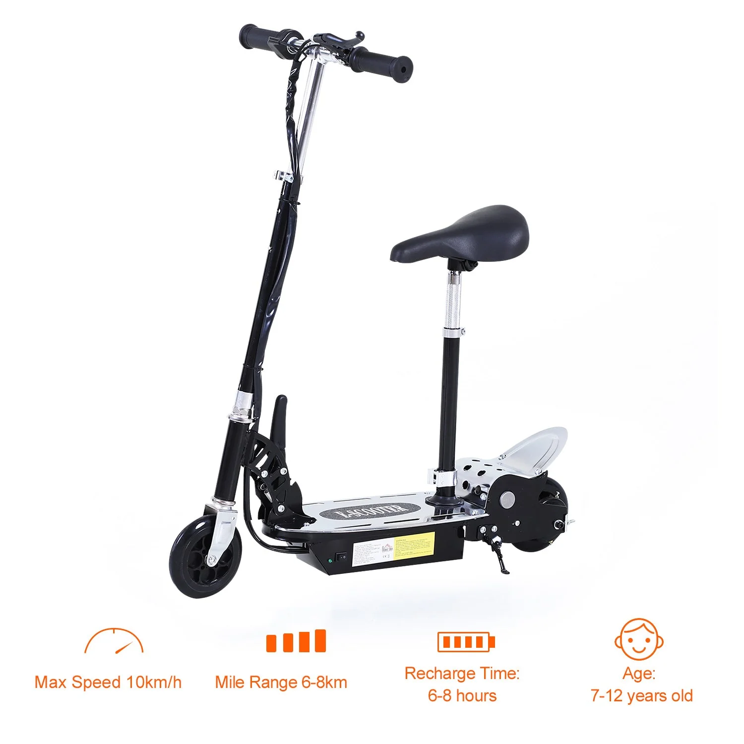 Foldable Electric Scooter for Teens Over 7 years old 12V Battery 120W-Black - Image 6