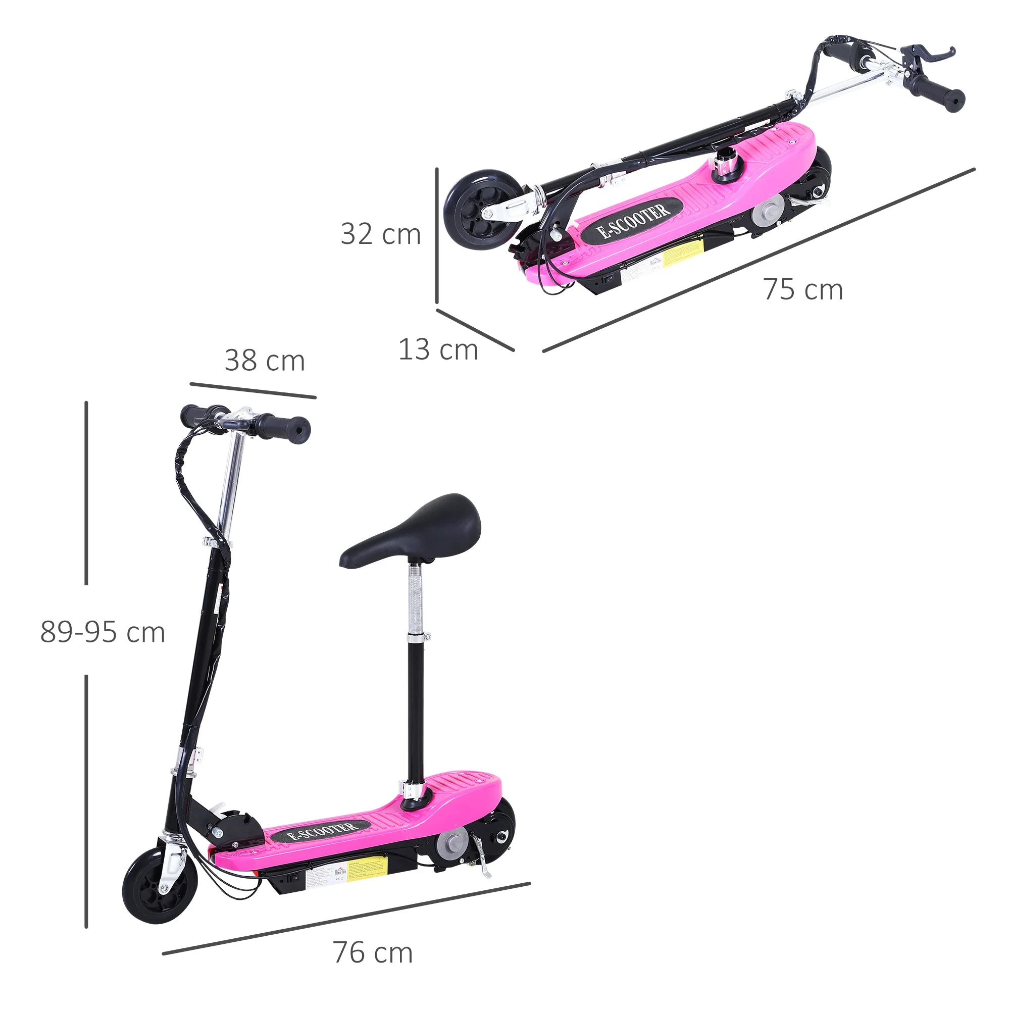 Foldable Electric Scooter Ride on for Kids 12V 120W W/Brake Kickstand-Pink - Image 3