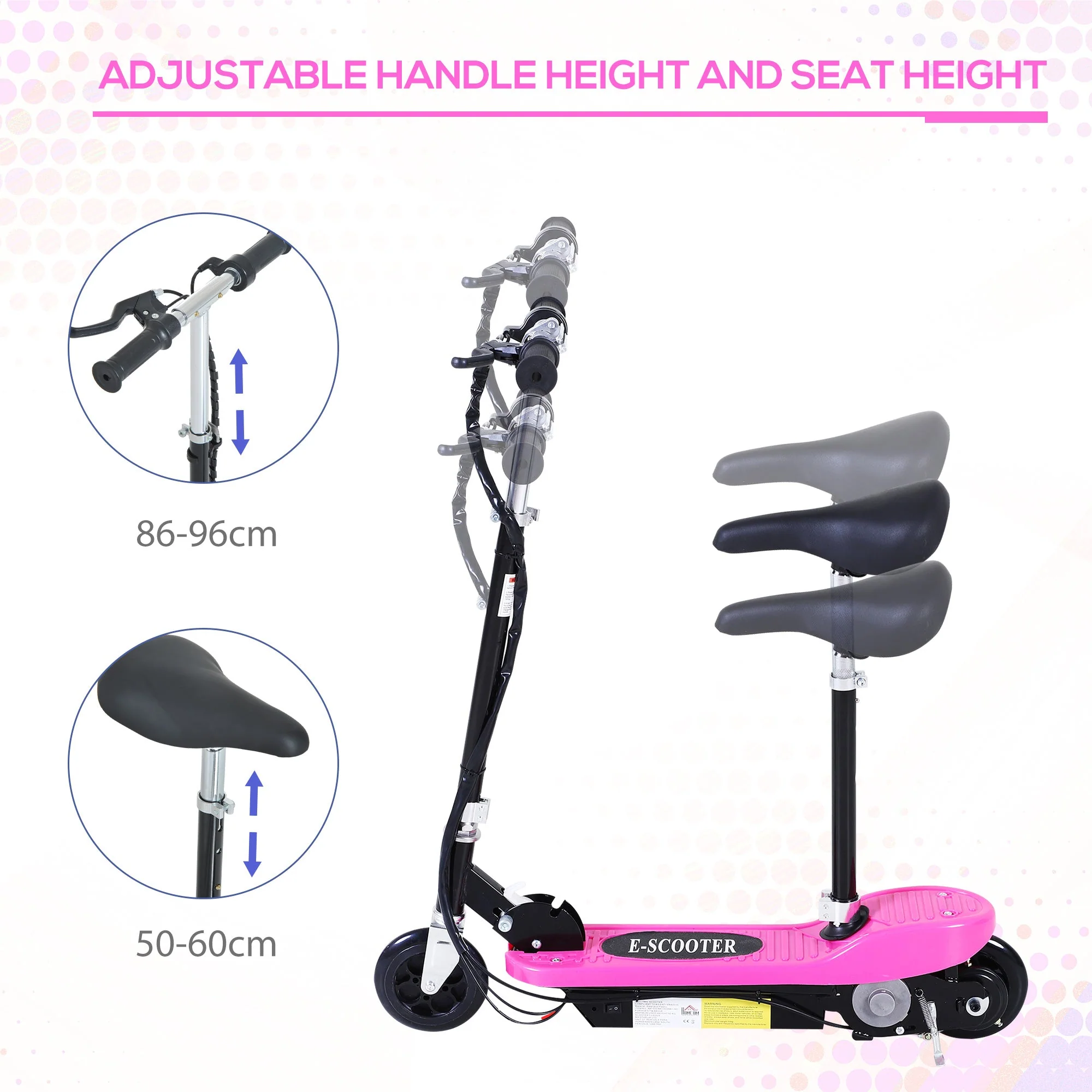 Foldable Electric Scooter Ride on for Kids 12V 120W W/Brake Kickstand-Pink - Image 4