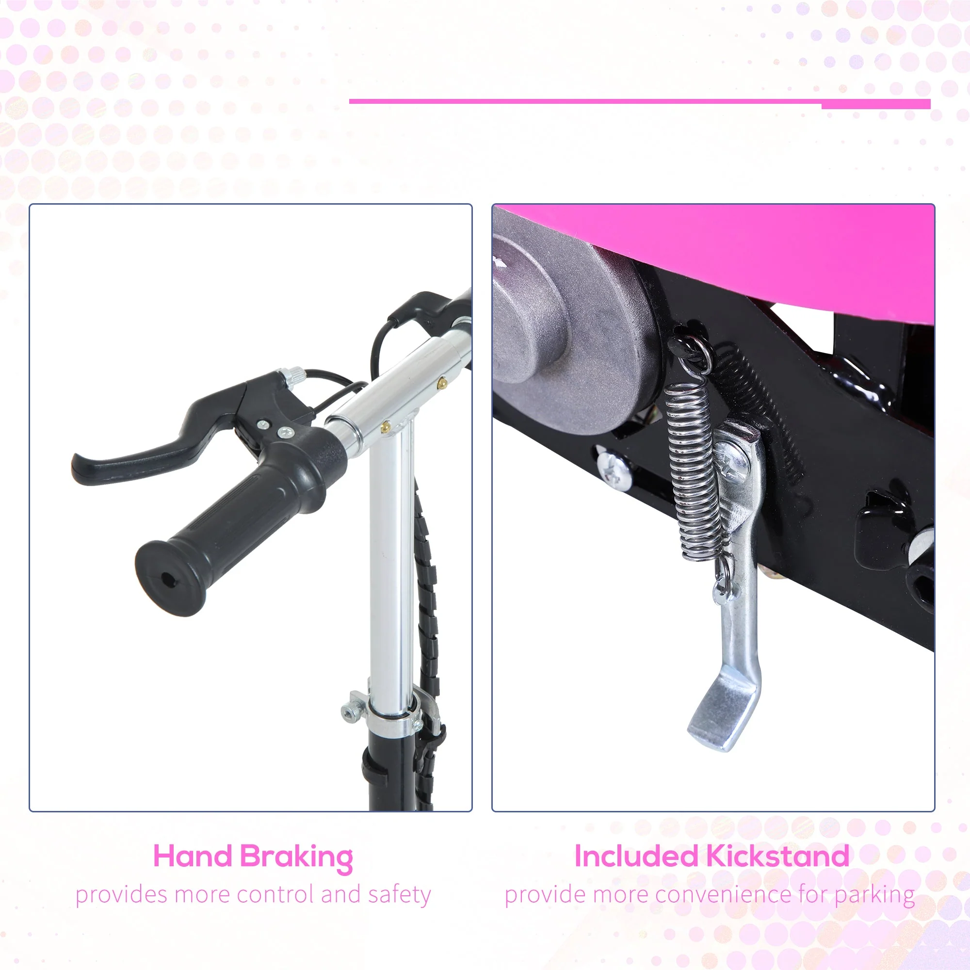 Foldable Electric Scooter Ride on for Kids 12V 120W W/Brake Kickstand-Pink - Image 6