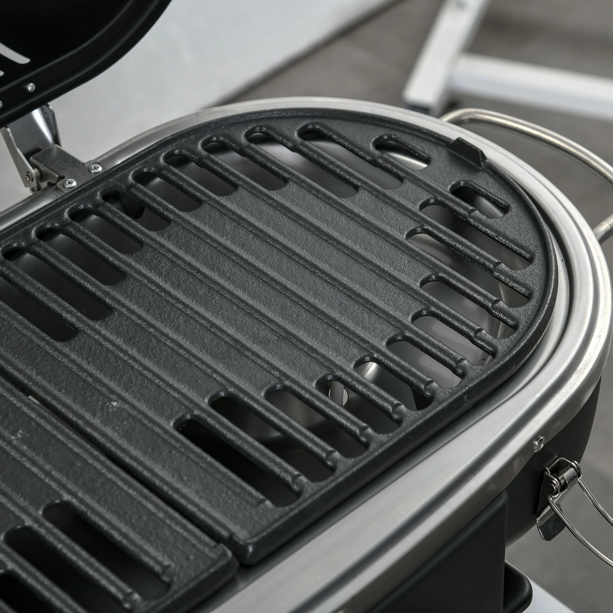 Foldable Gas BBQ Grill 2 Burner Table Top Barbecue with Lid Piezo Ignition Thermometer for Camping Picnic Cooking - Image 9