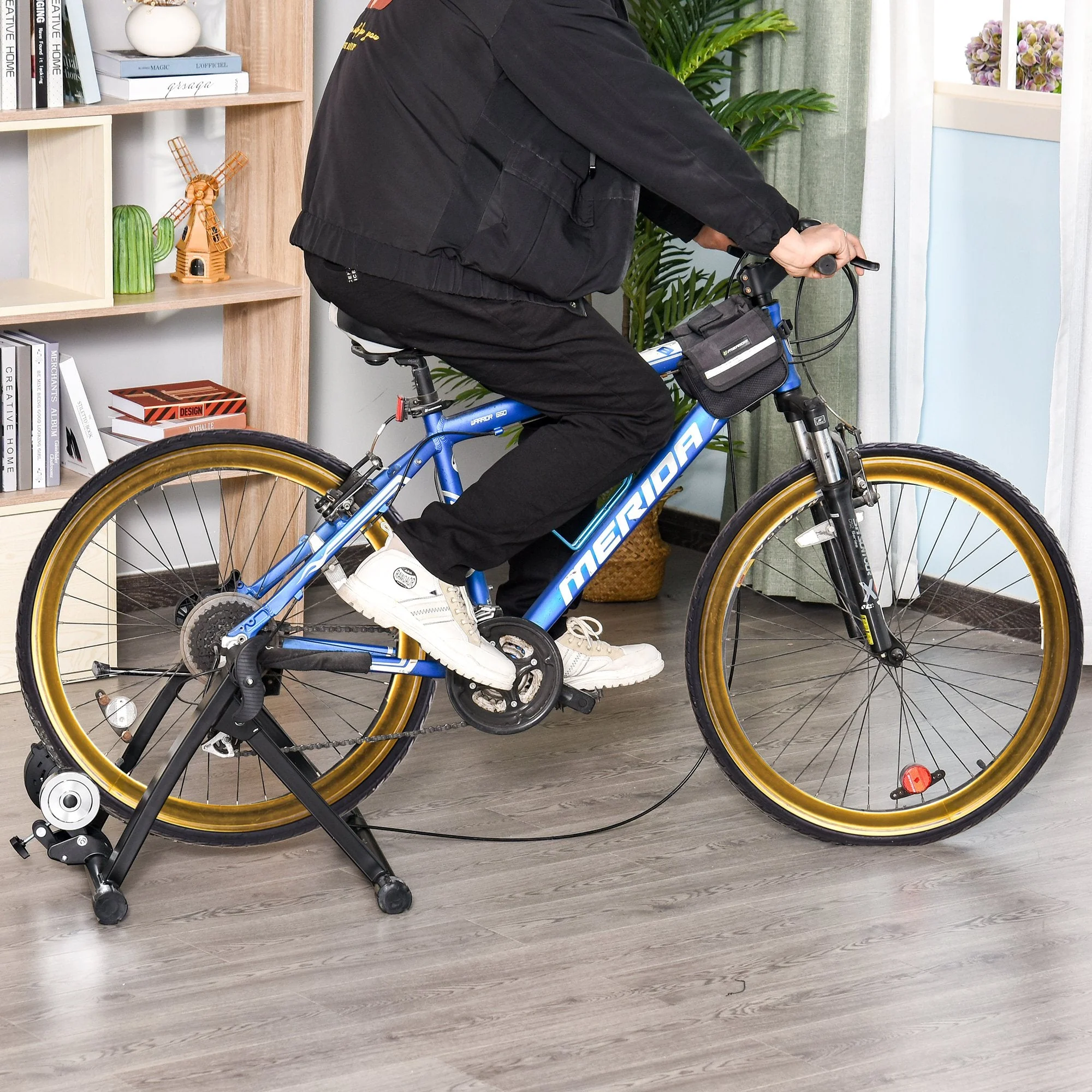Foldable Indoor Bike Trainer Stationary Workout Stand - Image 2