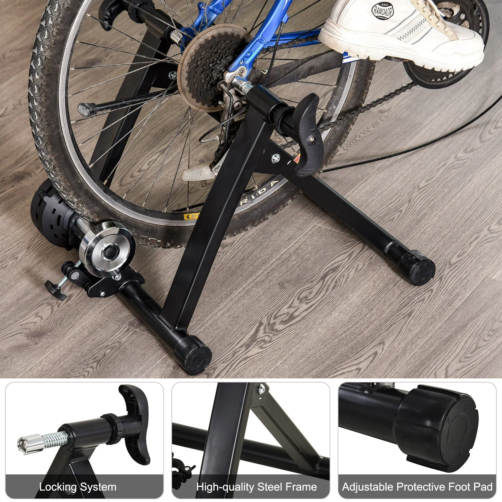 Foldable Indoor Bike Trainer Stationary Workout Stand - Image 4