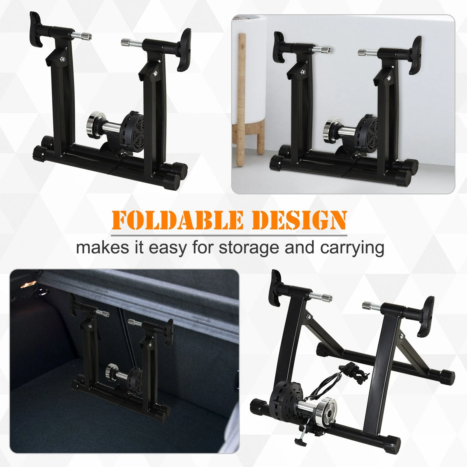Foldable Indoor Bike Trainer Stationary Workout Stand - Image 5