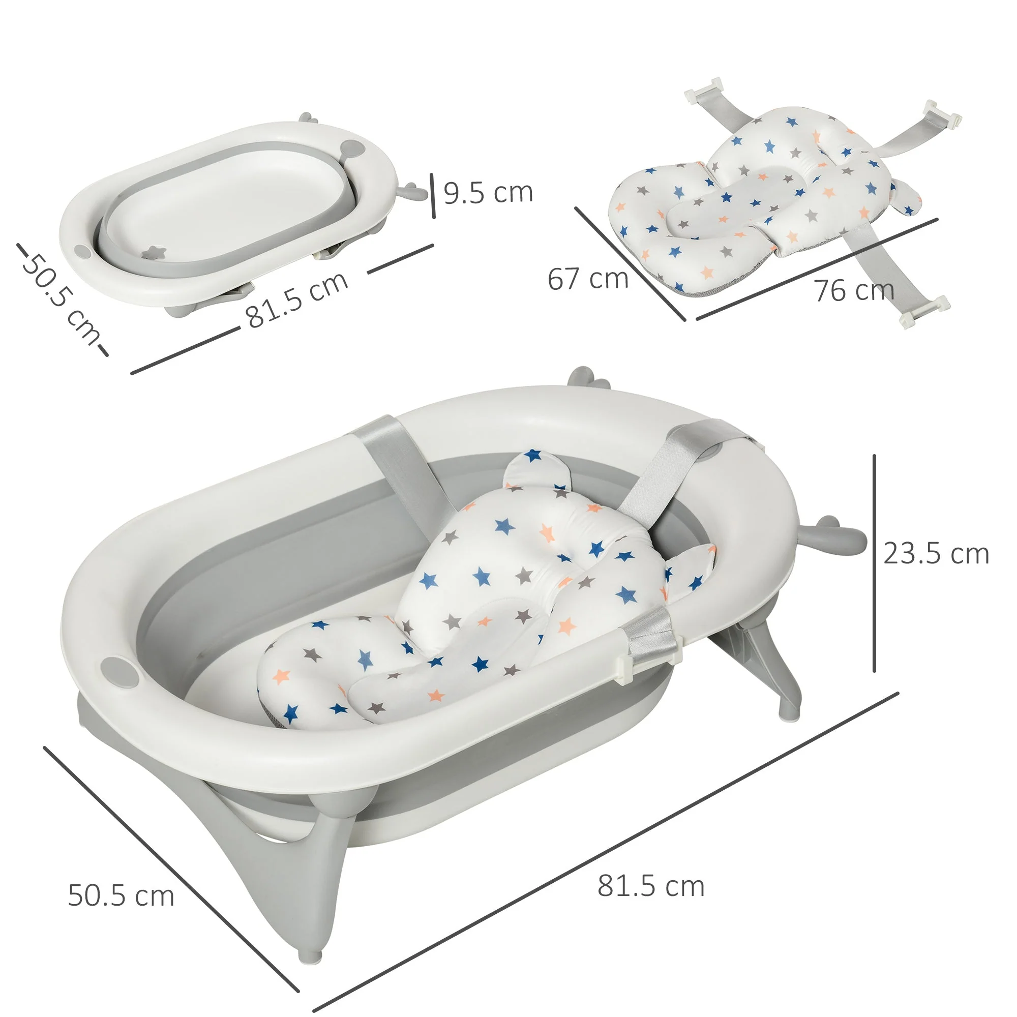 Foldable Portable Baby Bathtub w/ Baby Bath Temperature-Induced Water Plug for 0-3 years - Image 3
