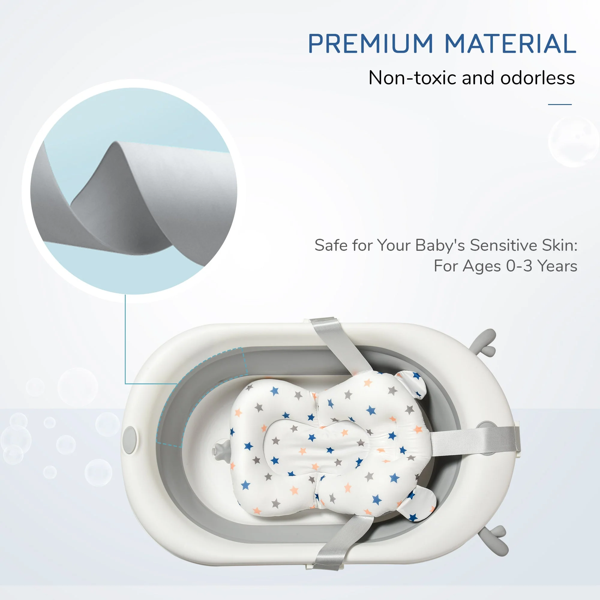 Foldable Portable Baby Bathtub w/ Baby Bath Temperature-Induced Water Plug for 0-3 years - Image 4