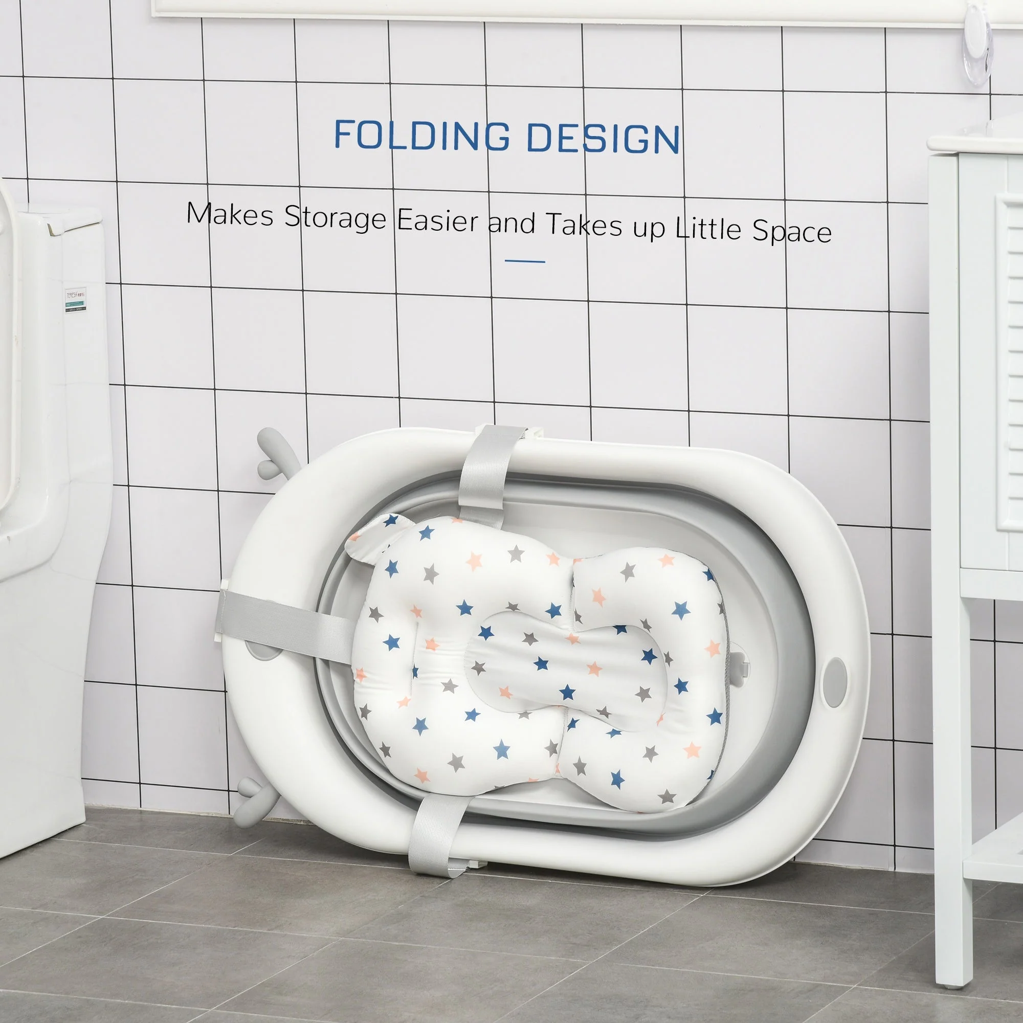 Foldable Portable Baby Bathtub w/ Baby Bath Temperature-Induced Water Plug for 0-3 years - Image 5