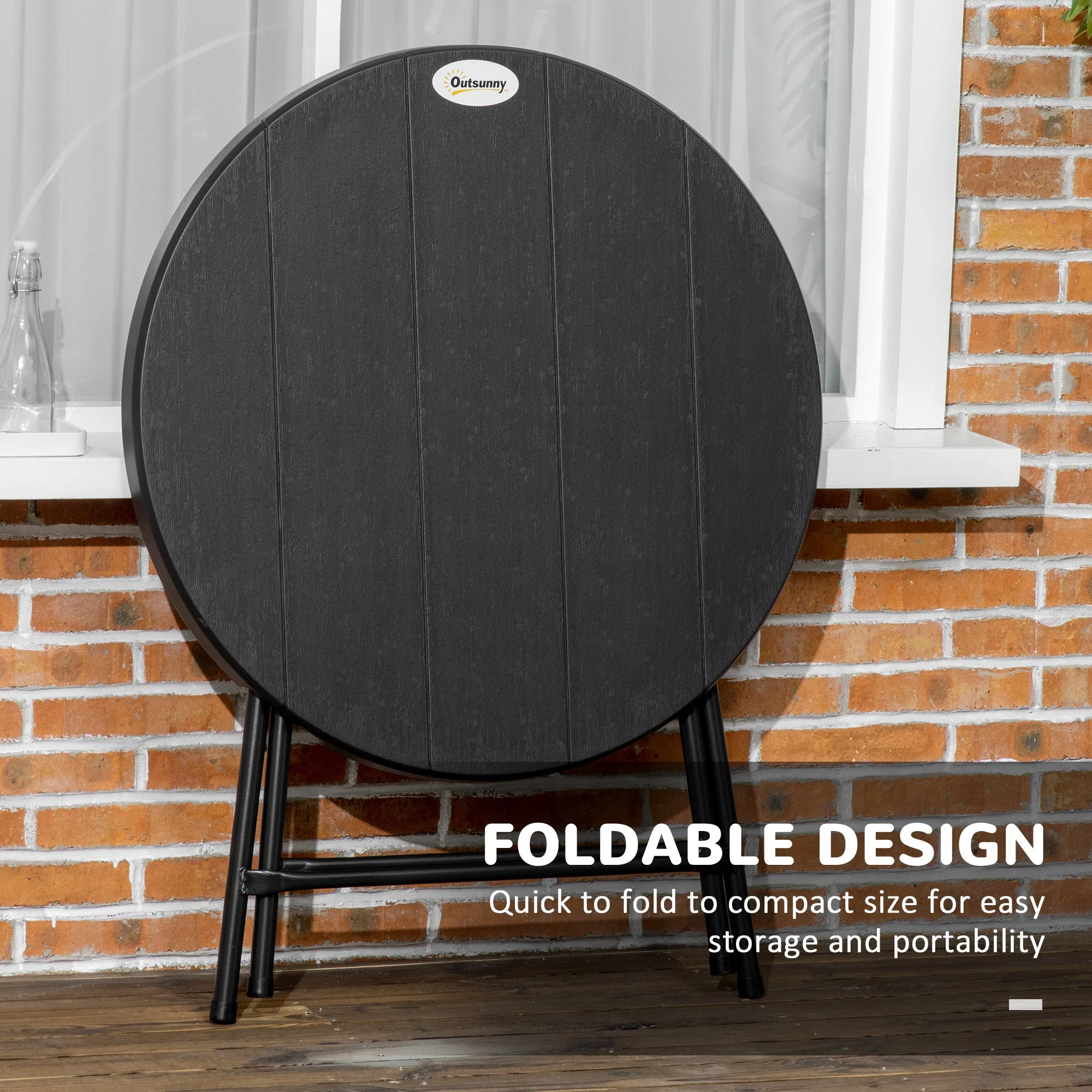 Foldable Round Garden Table for 4 - Image 3