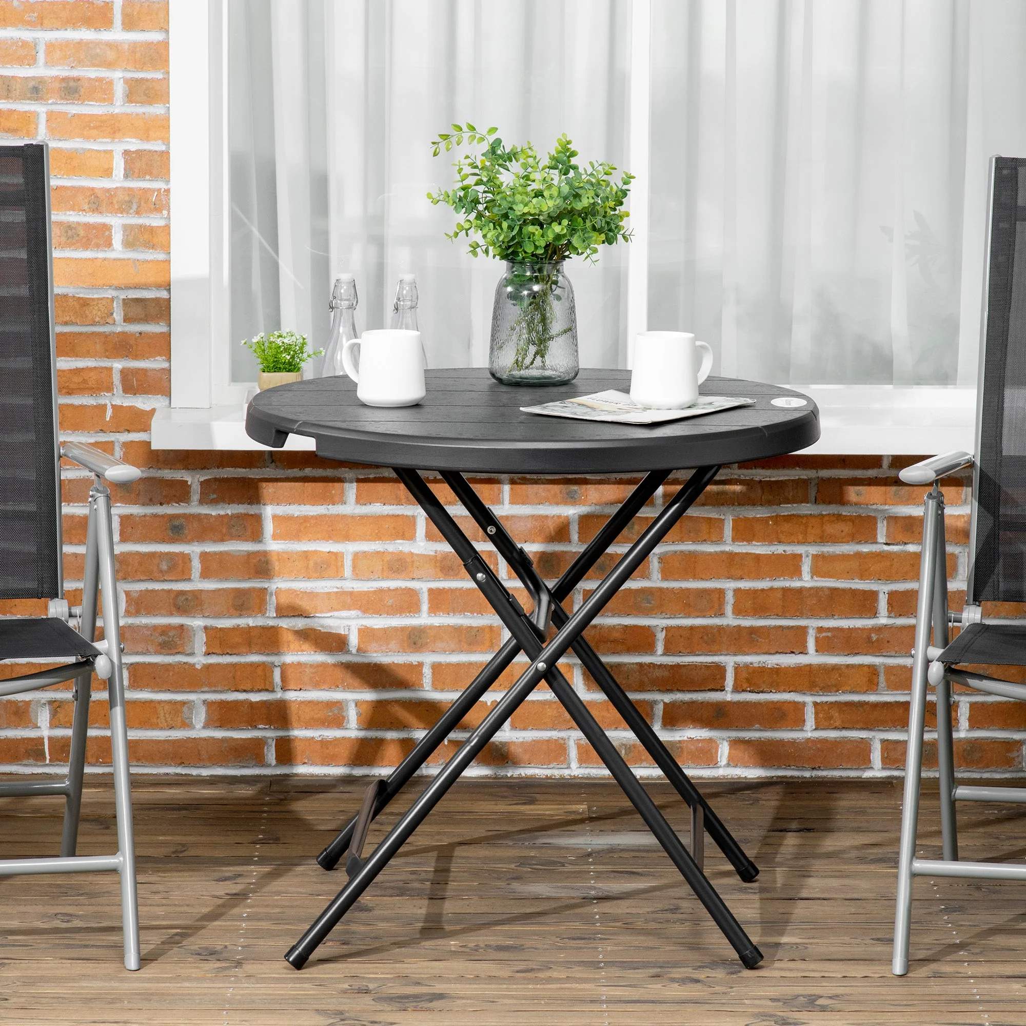 Foldable Round Garden Table for 4 - Image 6