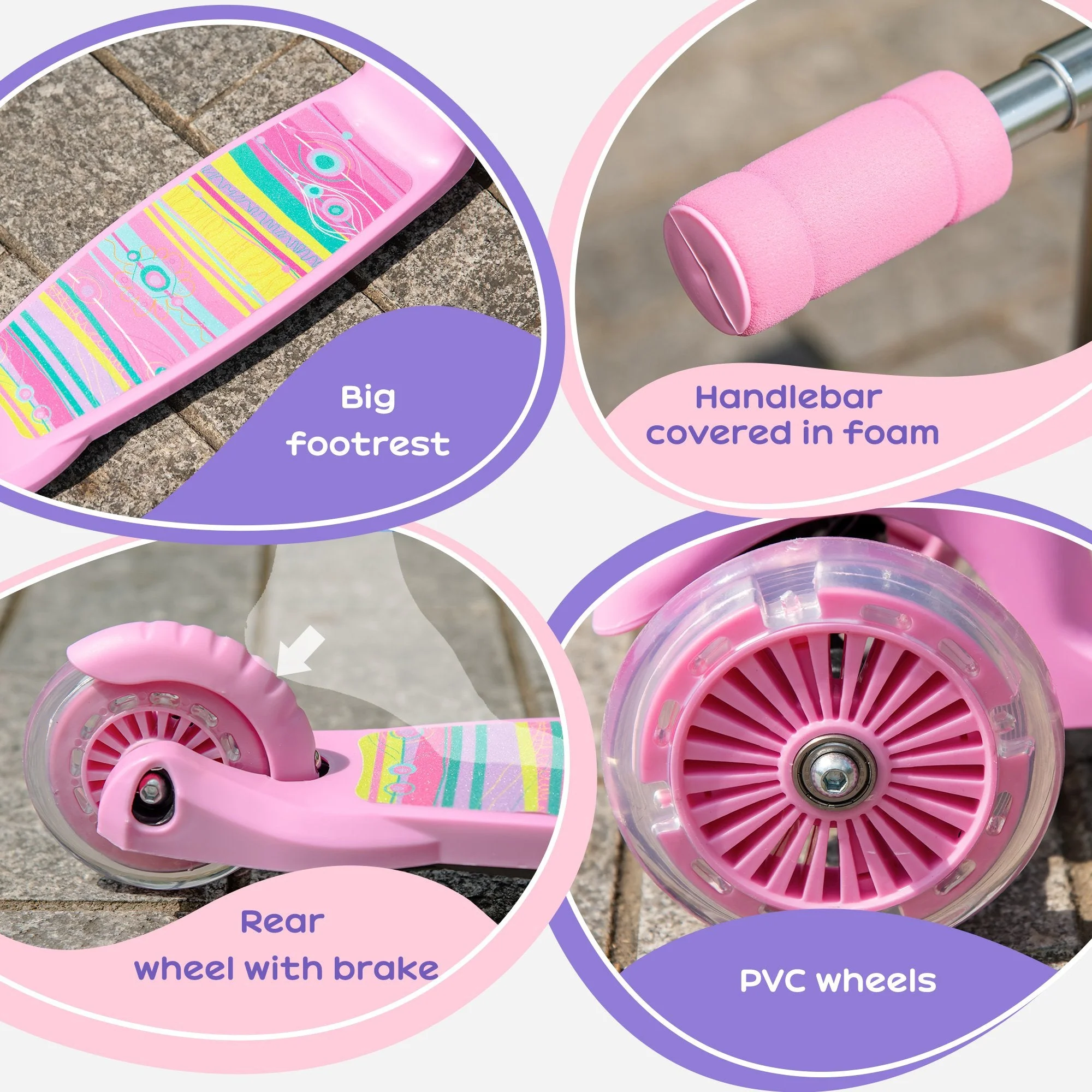Foldable Scooter for Kids with 3 Wheel Adjustable Height Flashing Wheels - Image 9