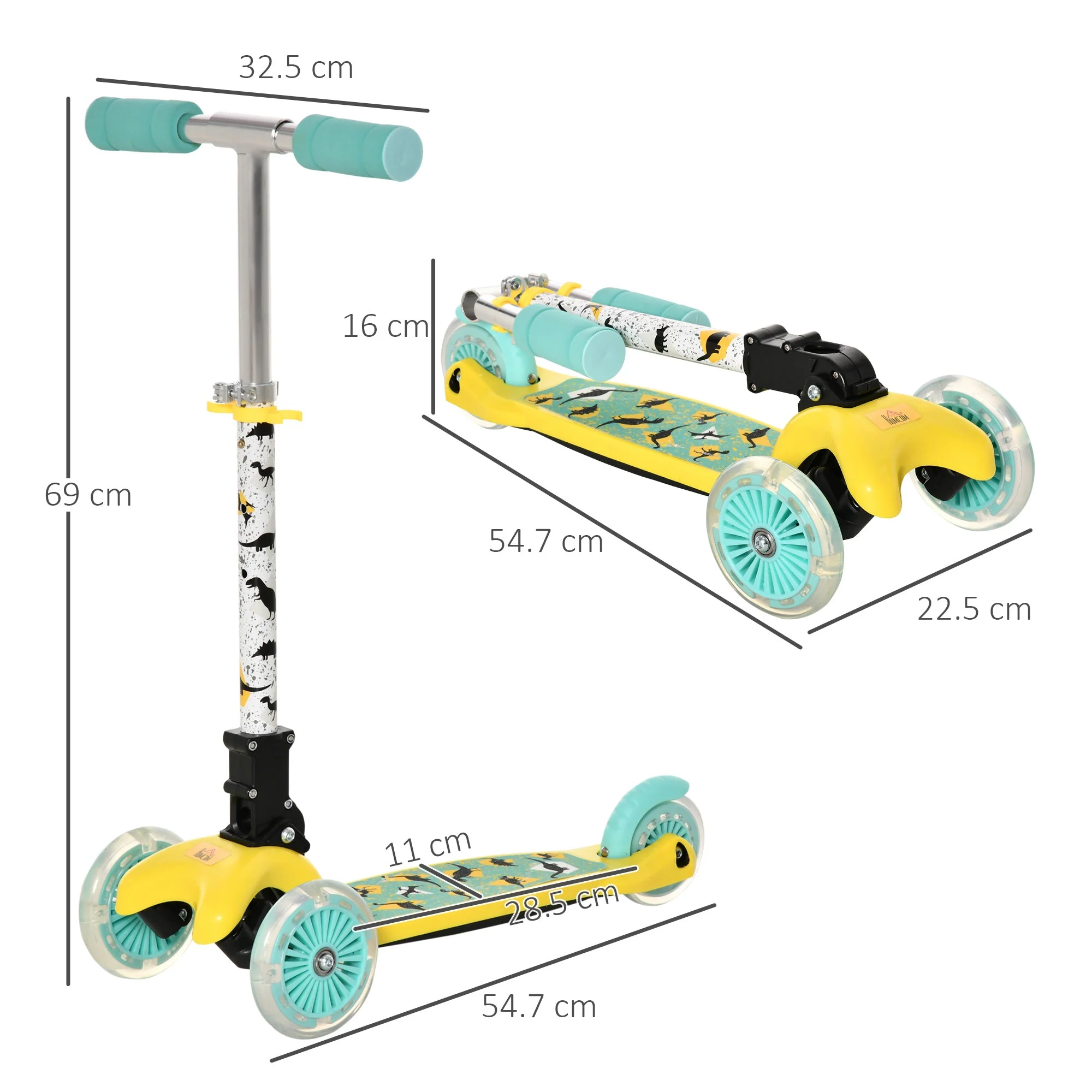 Foldable Scooter for Kids with 3 Wheel Adjustable Height Flashing Wheels - Image 3
