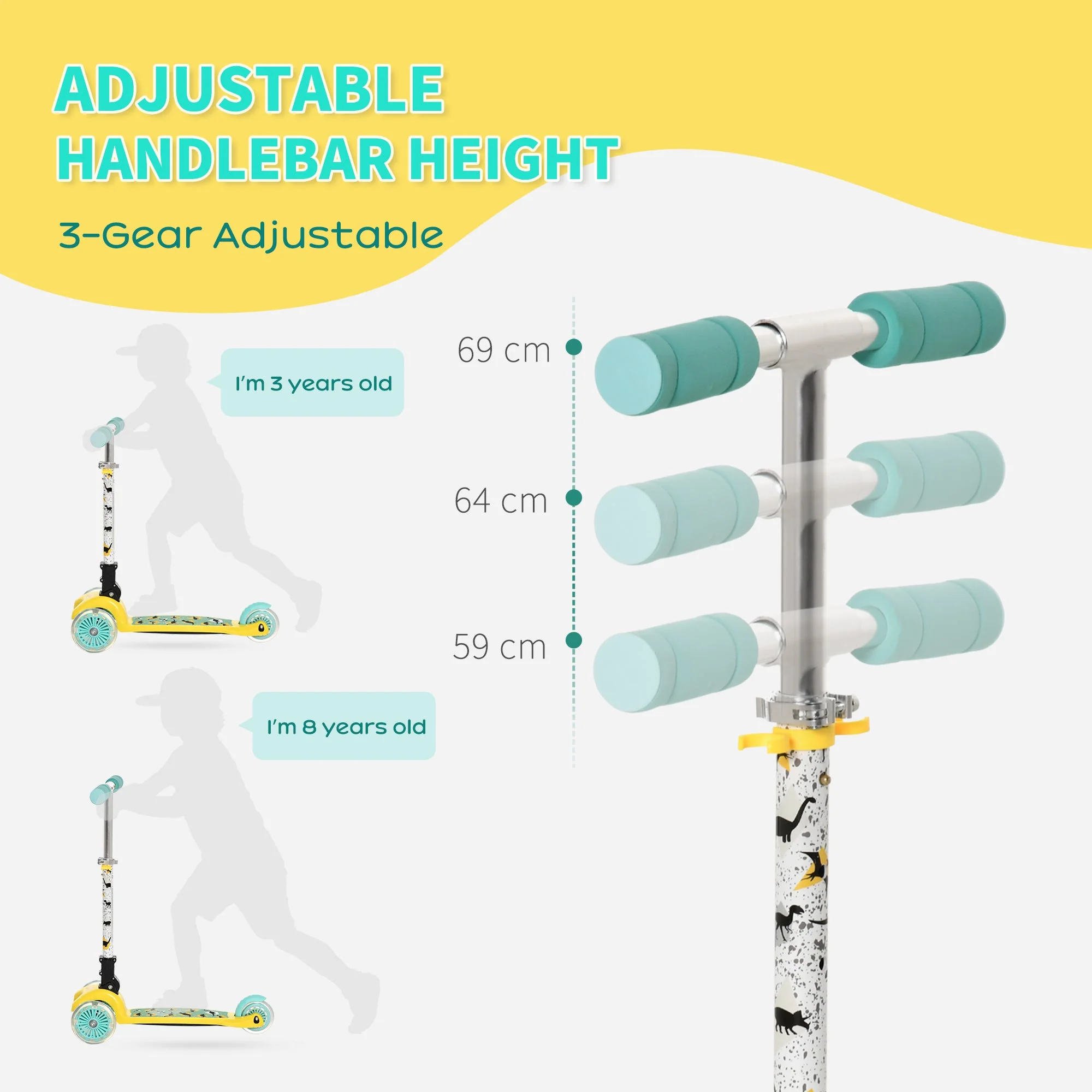 Foldable Scooter for Kids with 3 Wheel Adjustable Height Flashing Wheels - Image 5