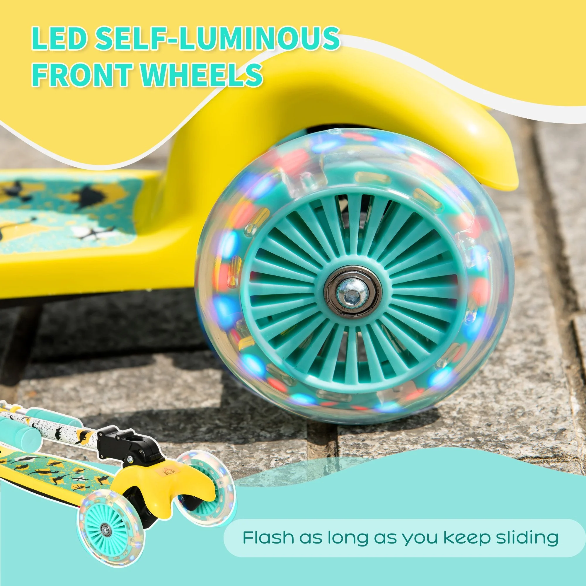 Foldable Scooter for Kids with 3 Wheel Adjustable Height Flashing Wheels - Image 6