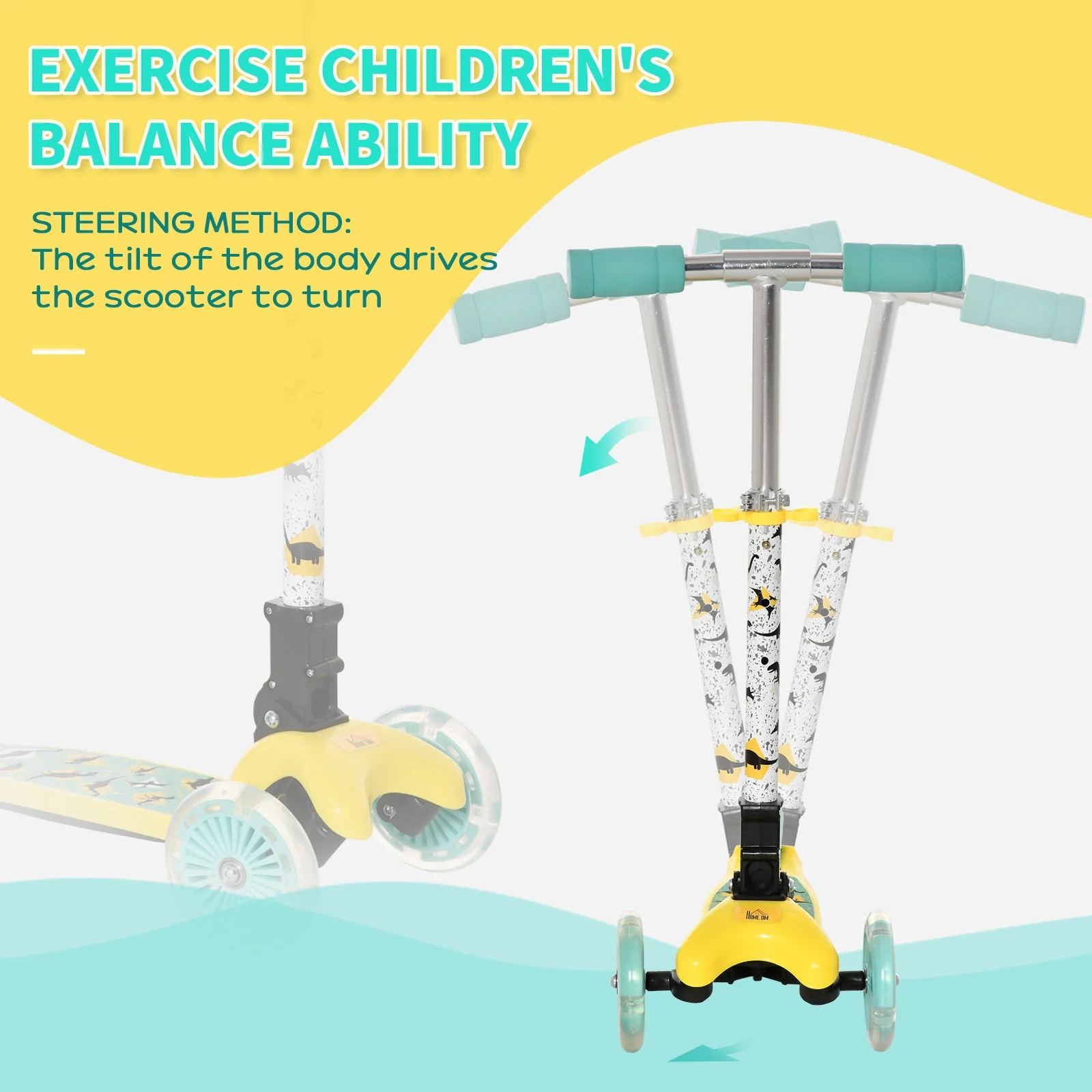 Foldable Scooter for Kids with 3 Wheel Adjustable Height Flashing Wheels - Image 7