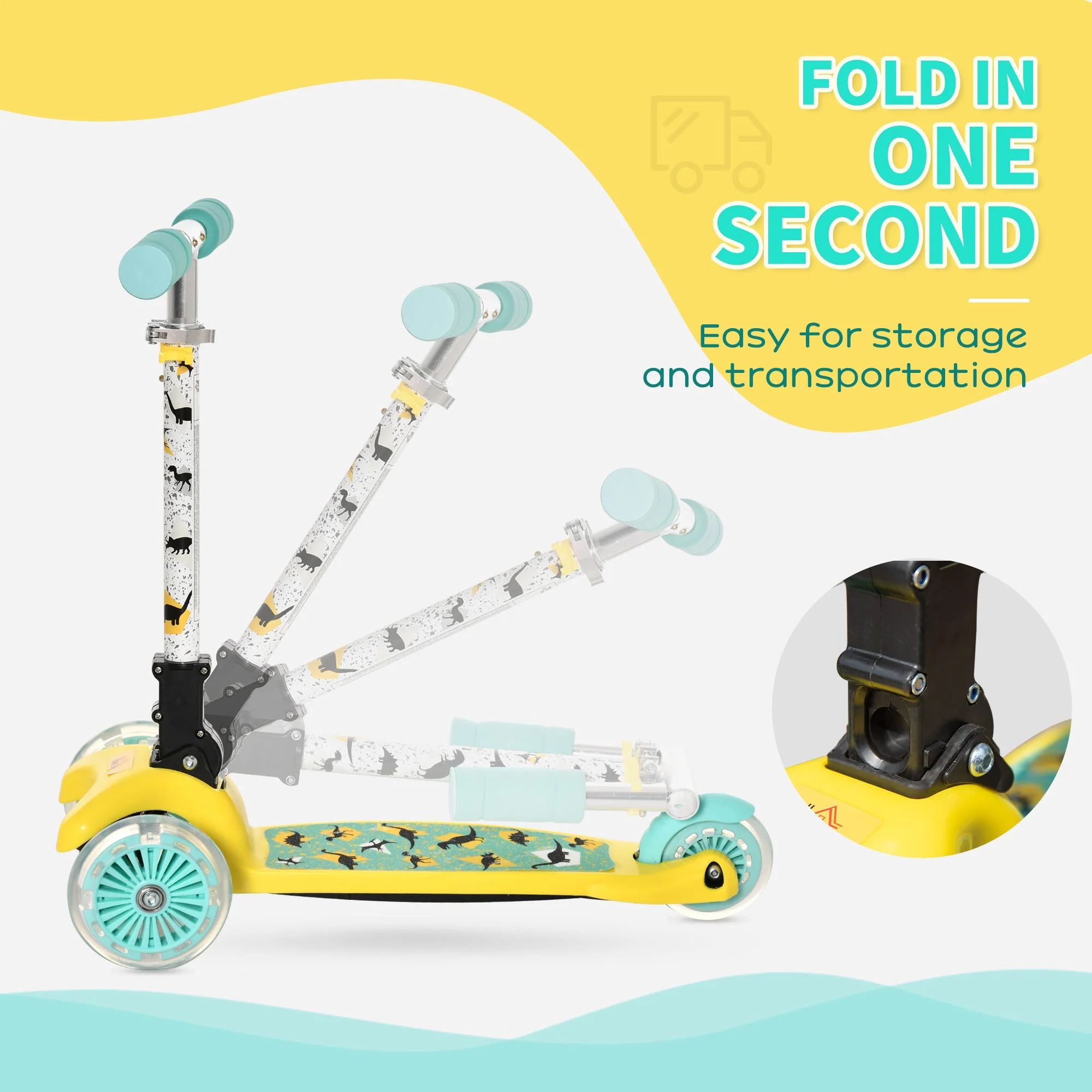 Foldable Scooter for Kids with 3 Wheel Adjustable Height Flashing Wheels - Image 8