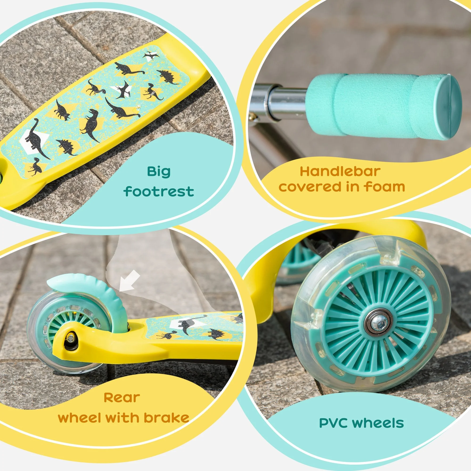 Foldable Scooter for Kids with 3 Wheel Adjustable Height Flashing Wheels - Image 9
