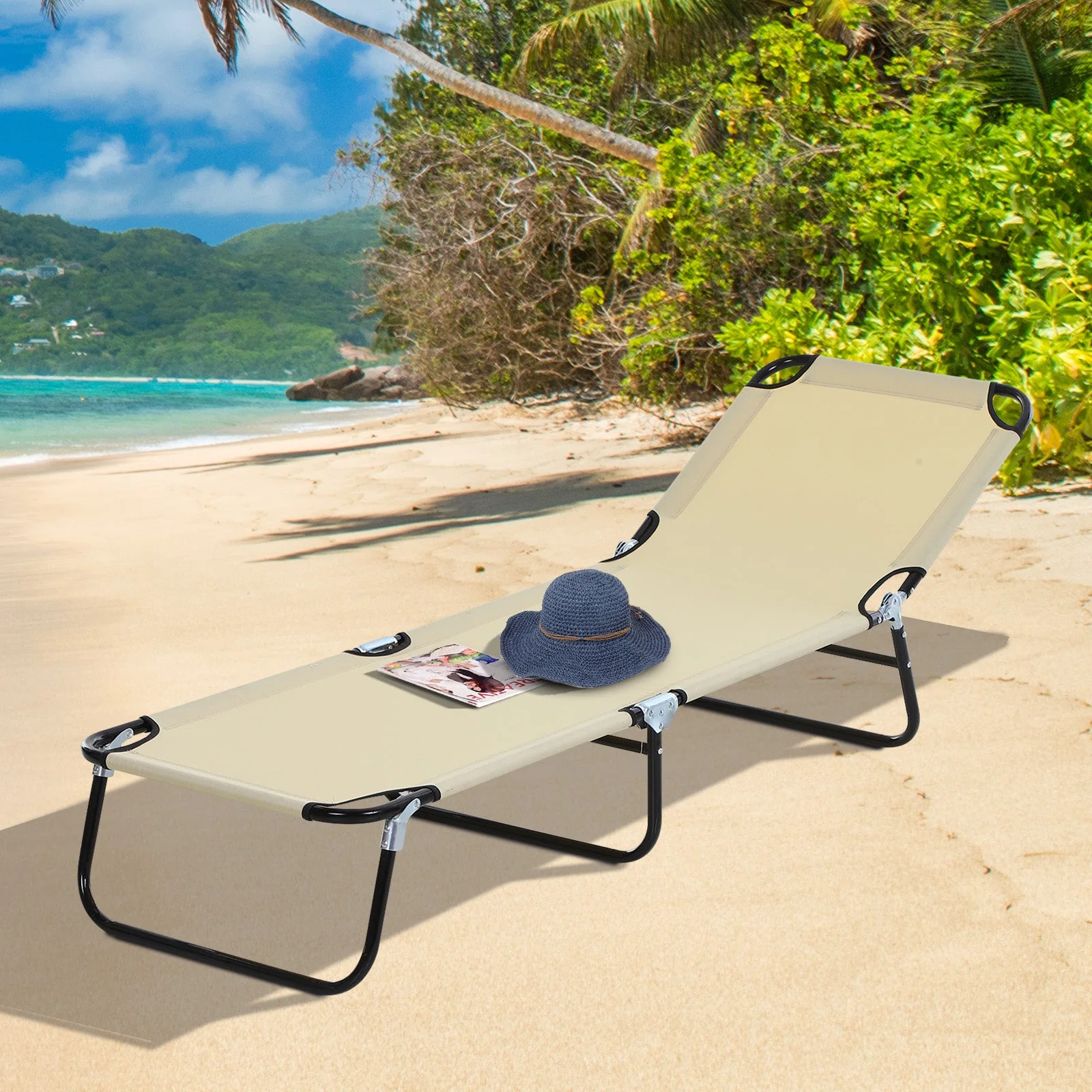Foldable Sun Lounger with 5-Position Adjustable Backrest - Image 2