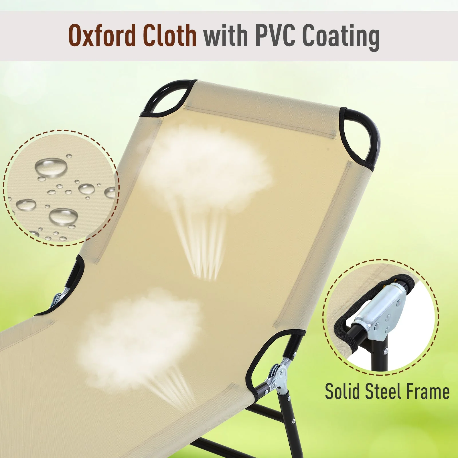 Foldable Sun Lounger with 5-Position Adjustable Backrest - Image 5