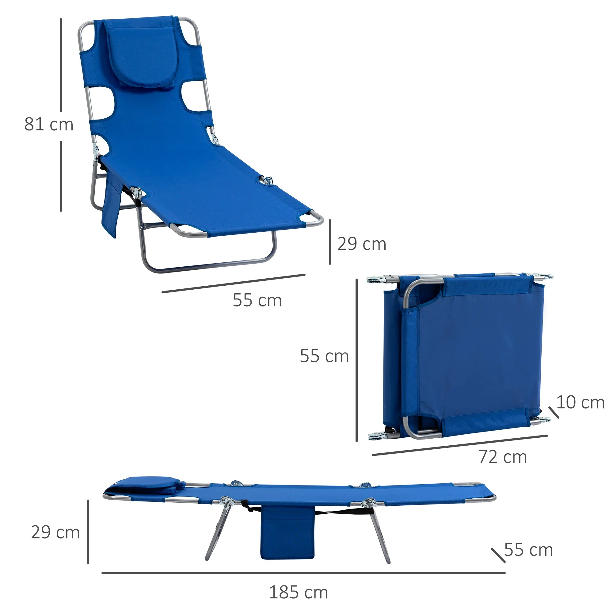Foldable Sun Lounger with Reading Hole - Image 2