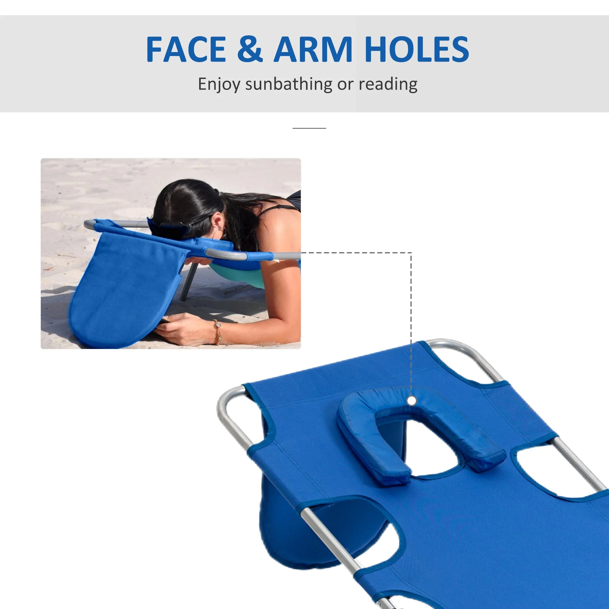 Foldable Sun Lounger with Reading Hole - Image 4