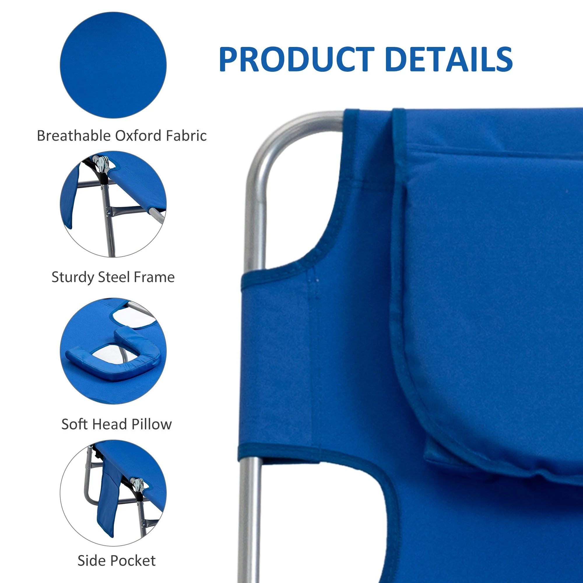 Foldable Sun Lounger with Reading Hole - Image 5