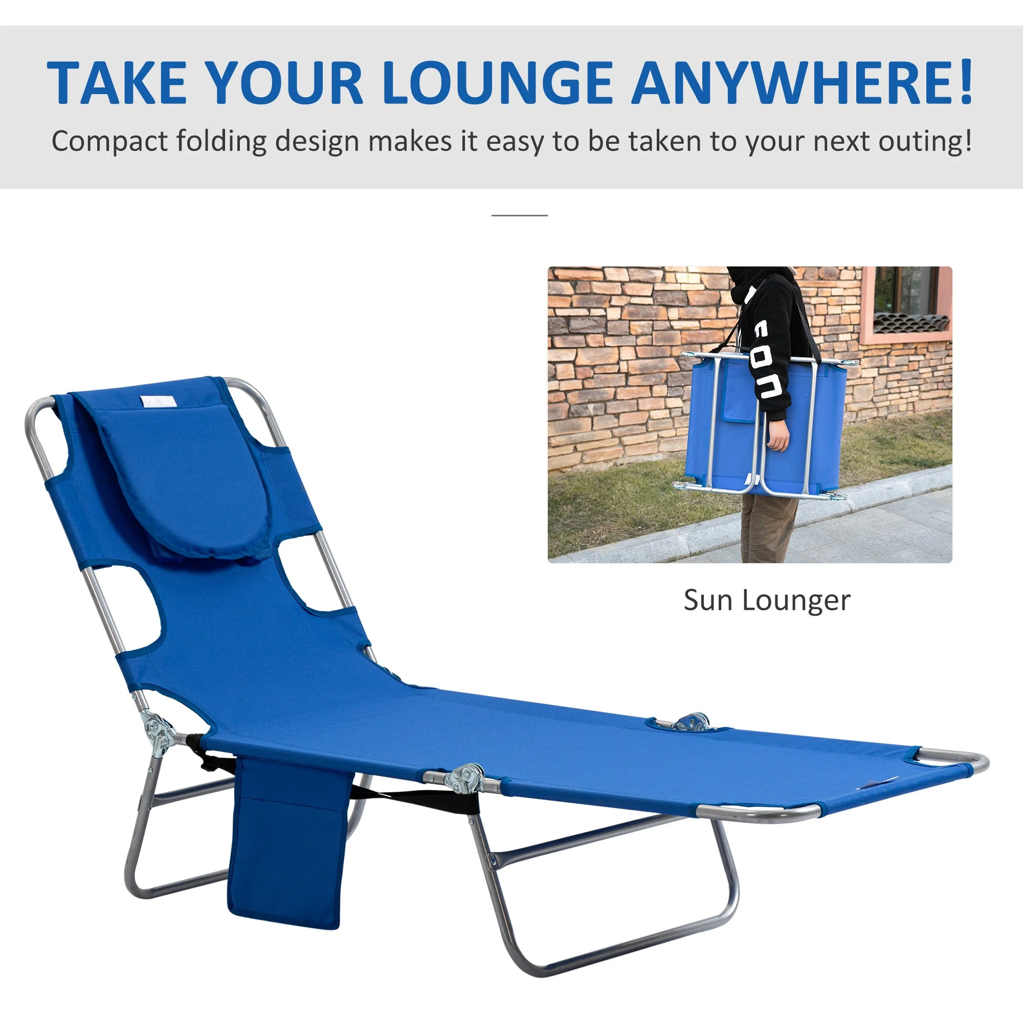 Foldable Sun Lounger with Reading Hole - Image 6
