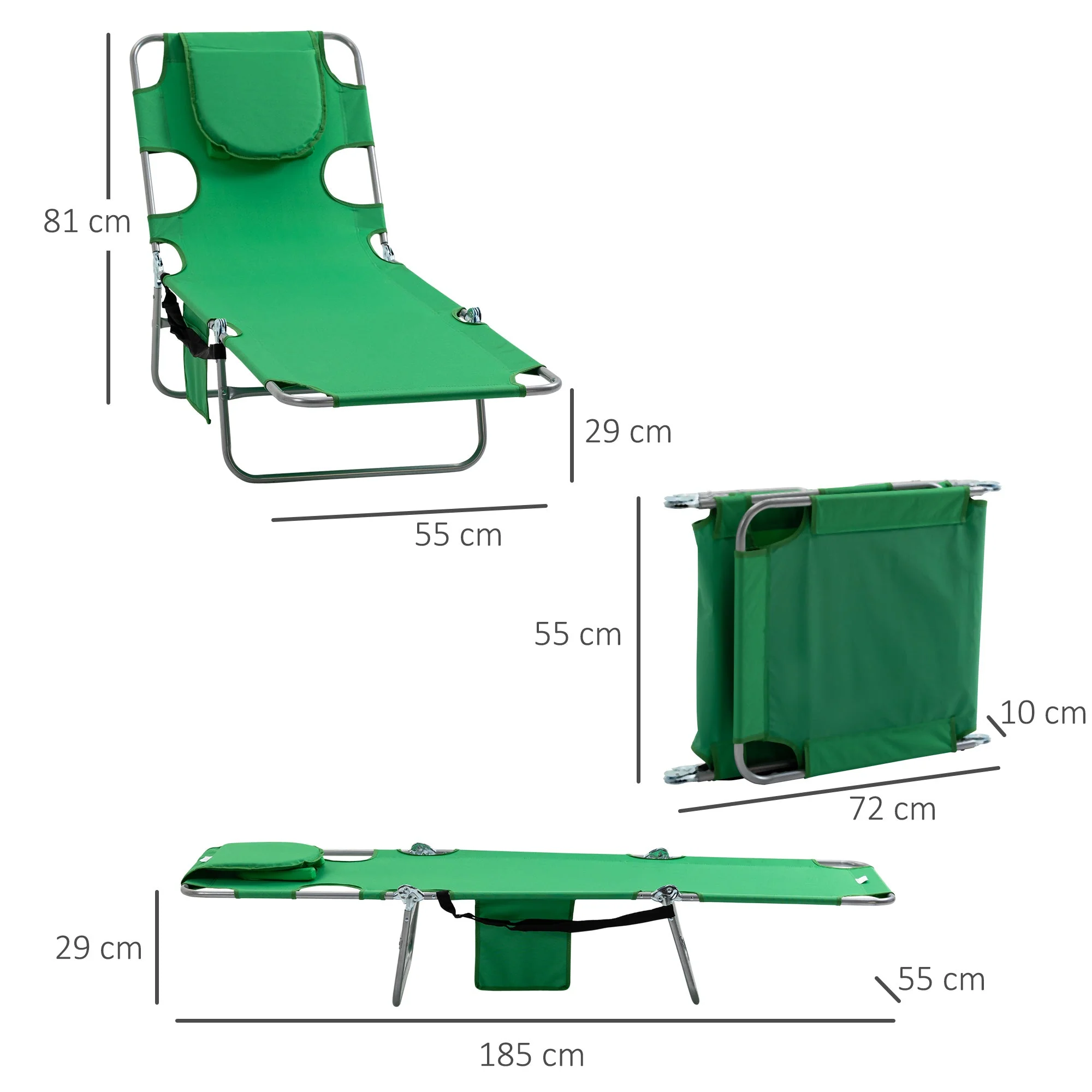 Foldable Sun Lounger with Reading Hole - Image 2