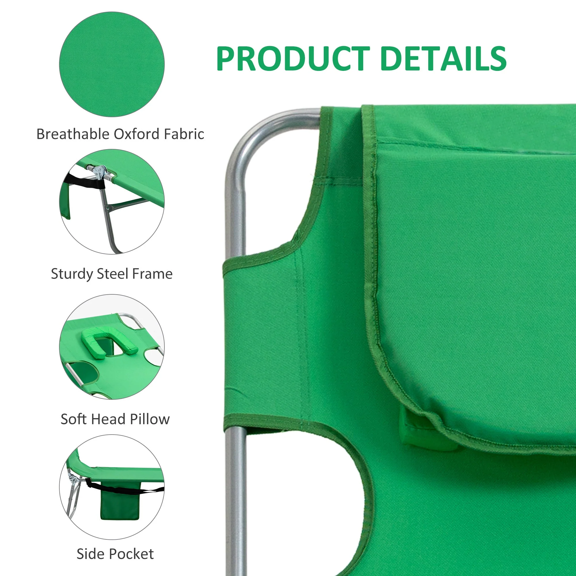 Foldable Sun Lounger with Reading Hole - Image 5