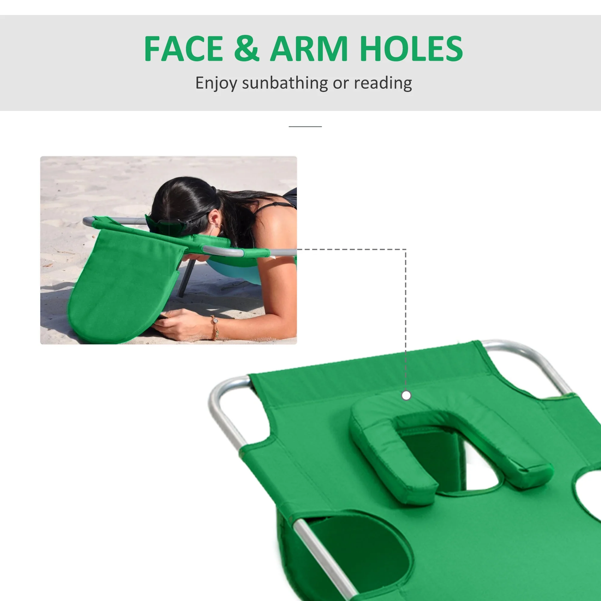 Foldable Sun Lounger with Reading Hole - Image 6