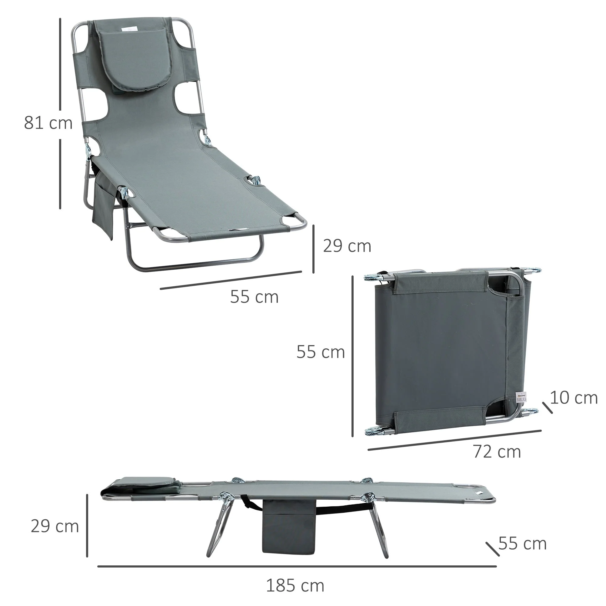 Foldable Sun Lounger with Reading Hole - Image 2