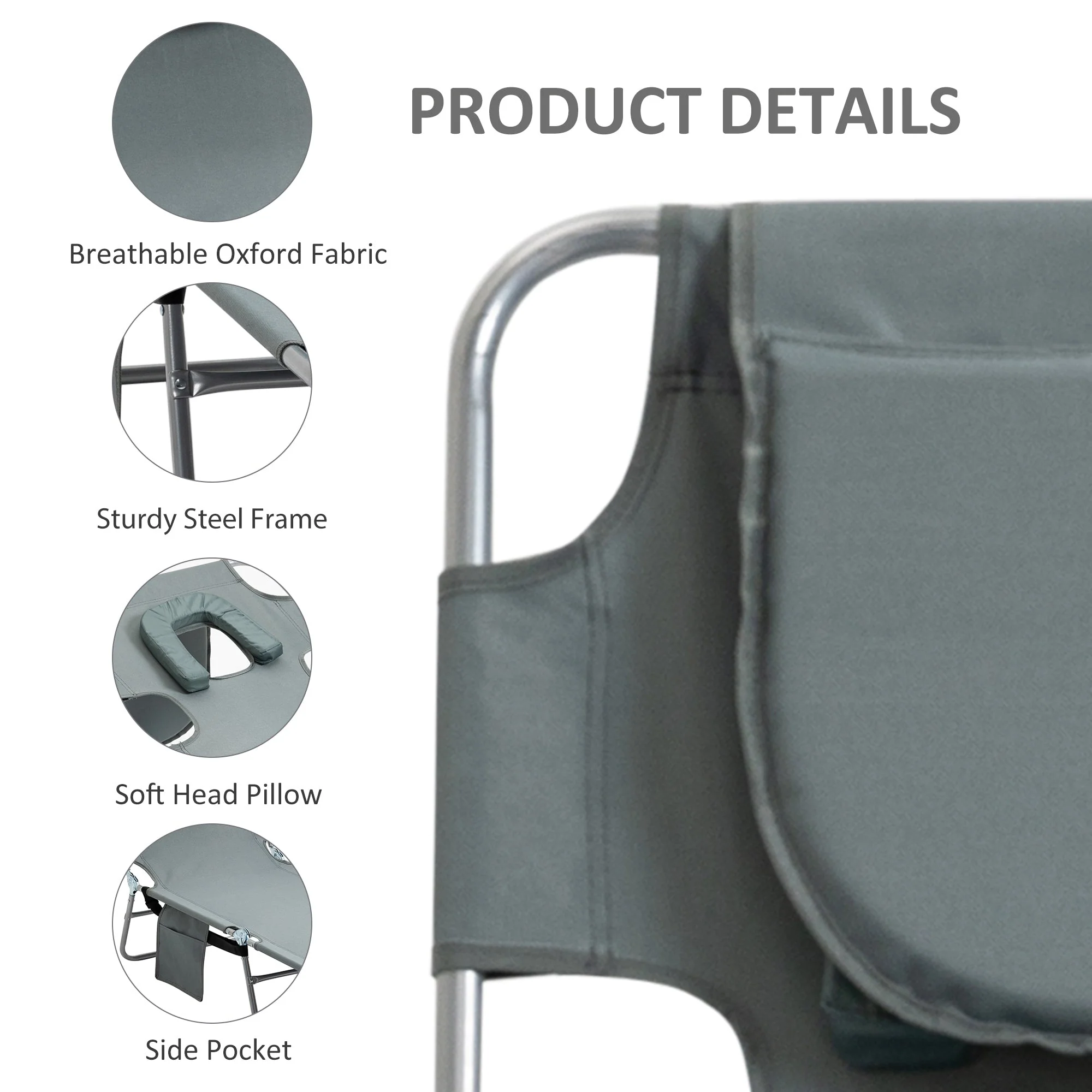 Foldable Sun Lounger with Reading Hole - Image 5