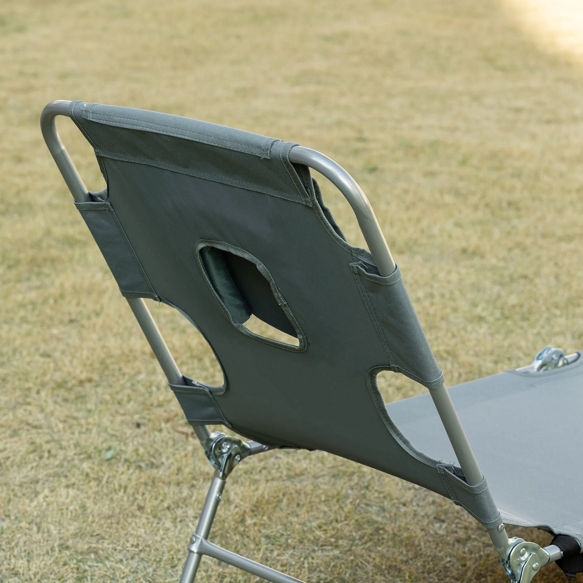 Foldable Sun Lounger with Reading Hole - Image 8