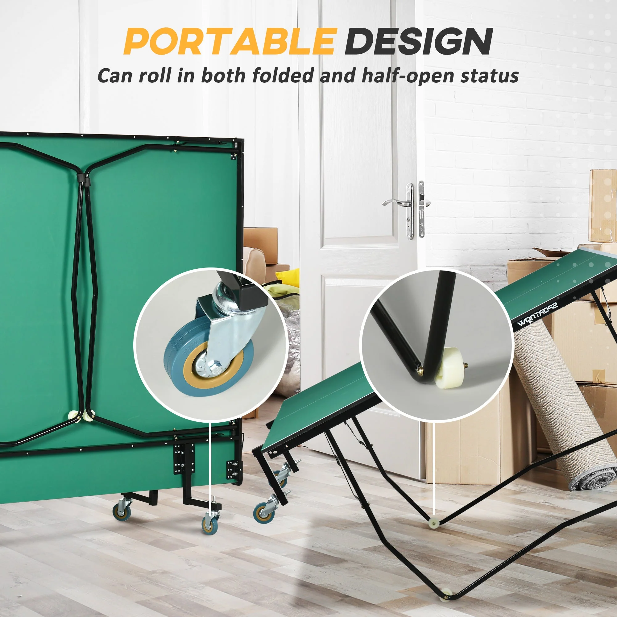 Folding 2.7 x 1.5M Table Tennis Set Green & Black by Sportnow - Image 4