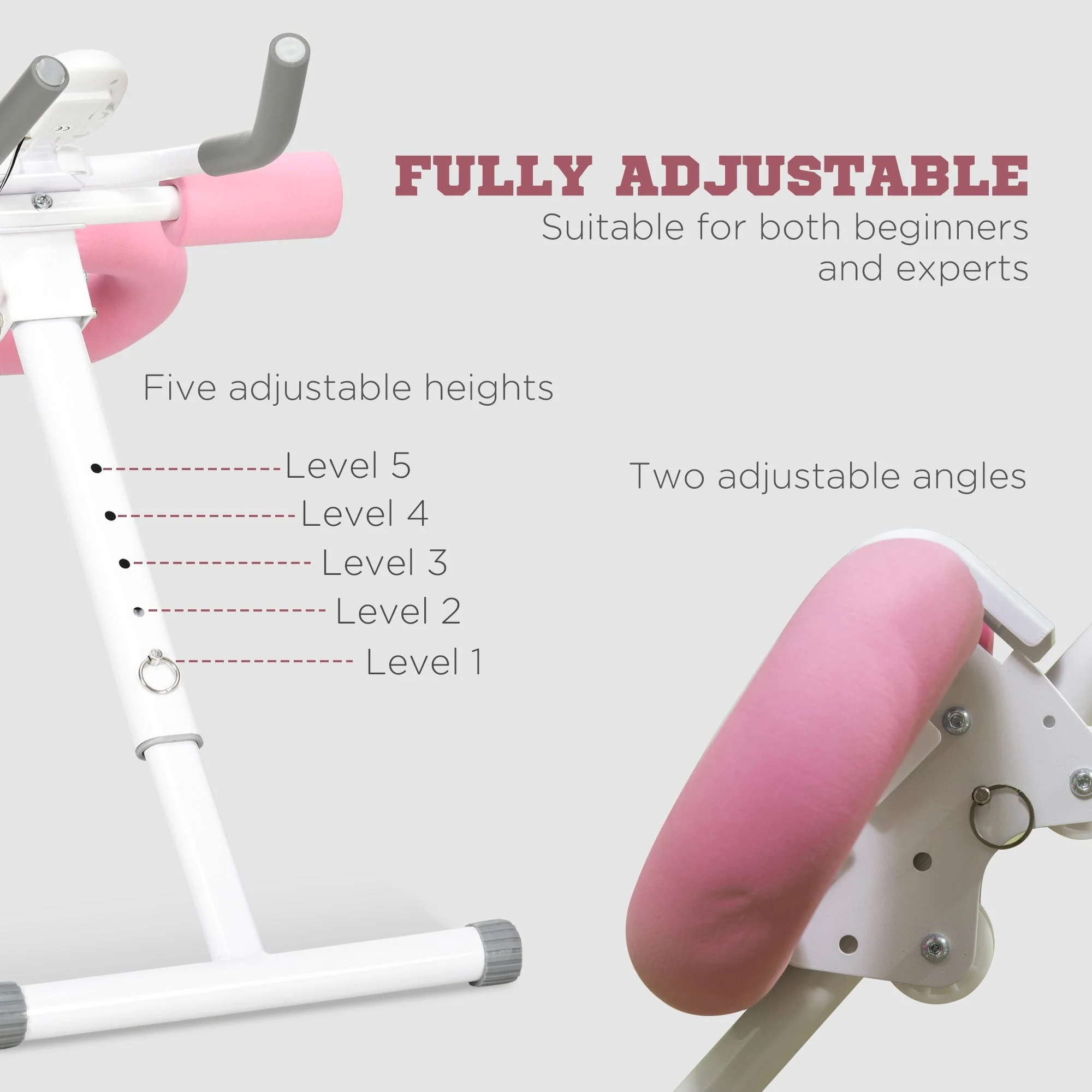 Folding Ab Trainer With LCD Monitor White & Pink by Sportnow - Image 5