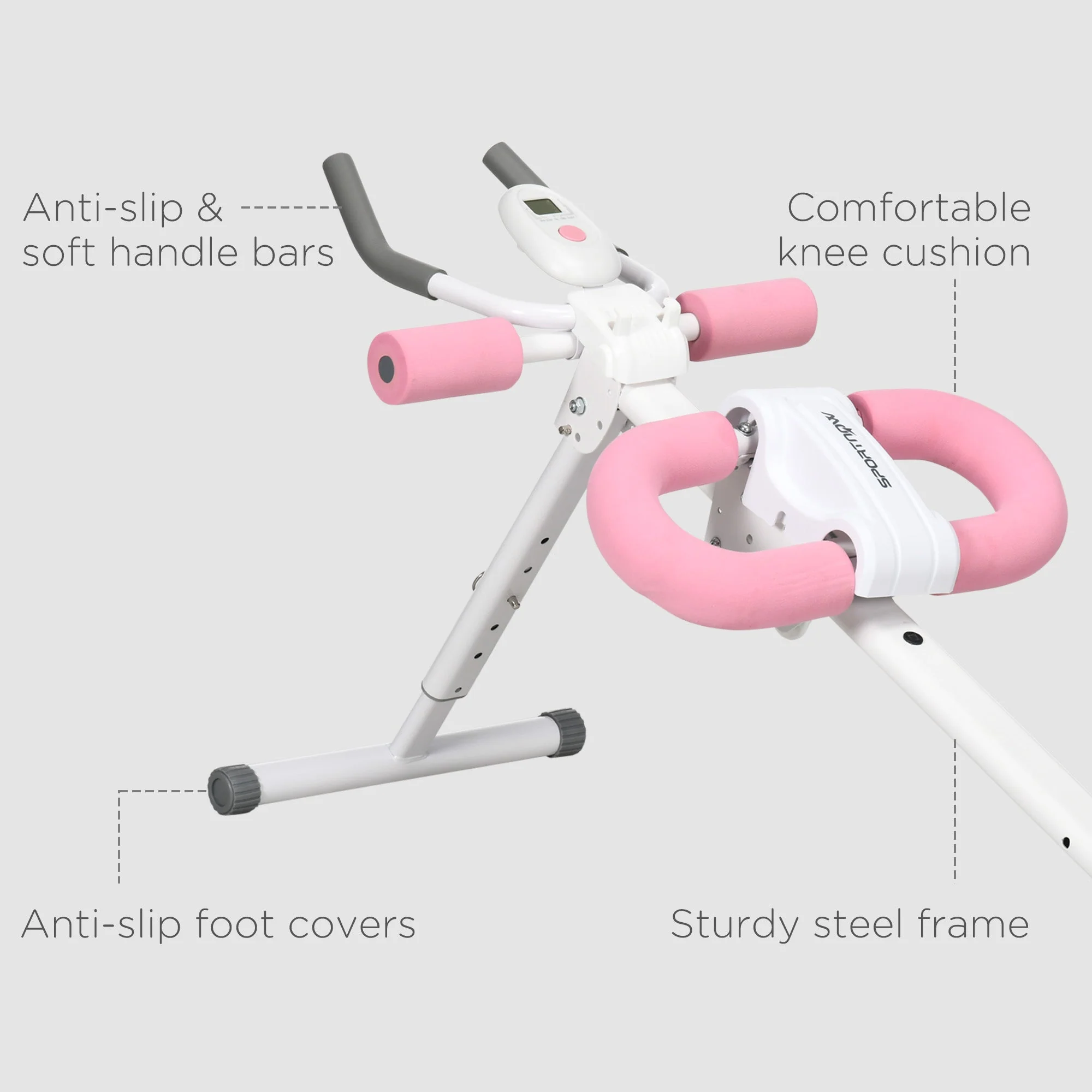 Folding Ab Trainer With LCD Monitor White & Pink by Sportnow - Image 7