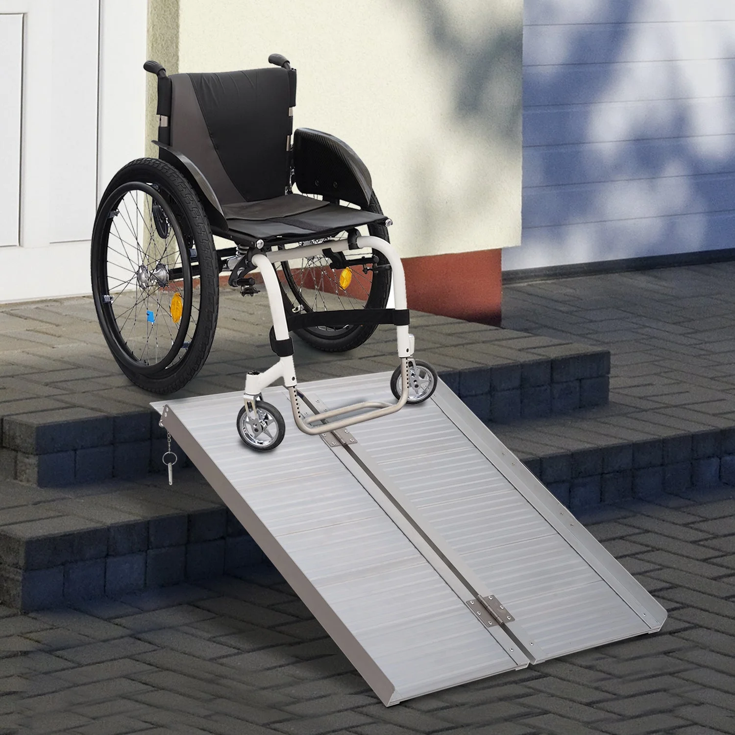 Folding Aluminum Ramp Wheelchairs/Scooters/Pet Mobility Ramp W/Handle 38.5" - Image 2