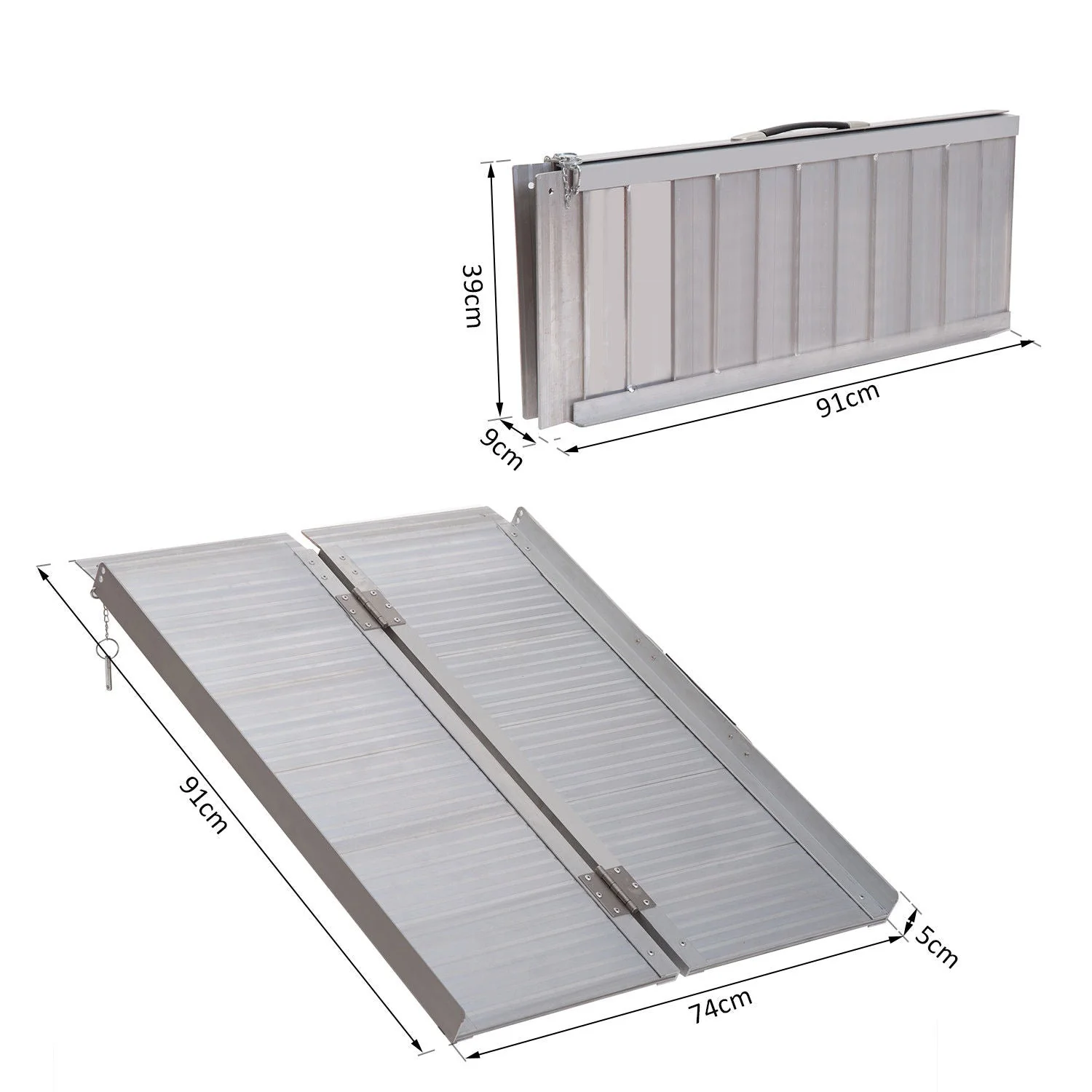 Folding Aluminum Ramp Wheelchairs/Scooters/Pet Mobility Ramp W/Handle 38.5" - Image 3