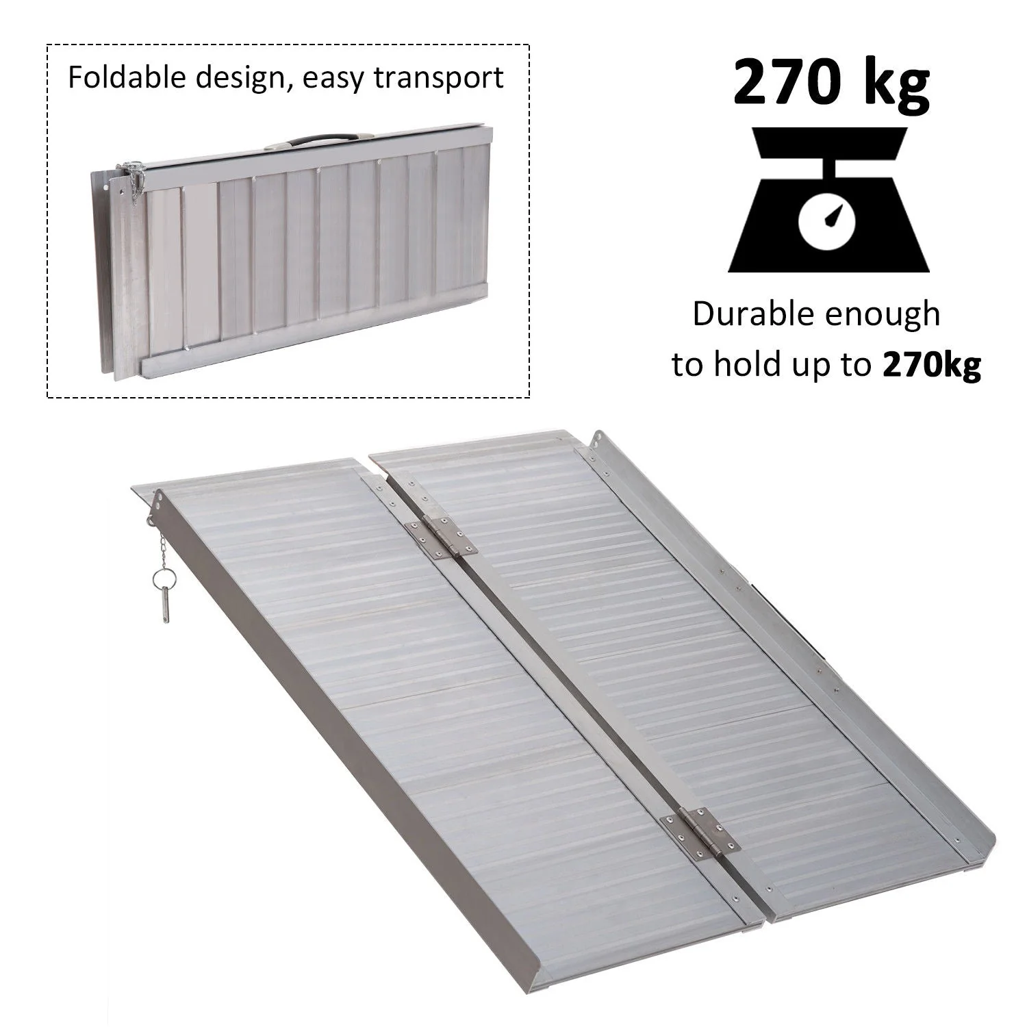 Folding Aluminum Ramp Wheelchairs/Scooters/Pet Mobility Ramp W/Handle 38.5" - Image 4