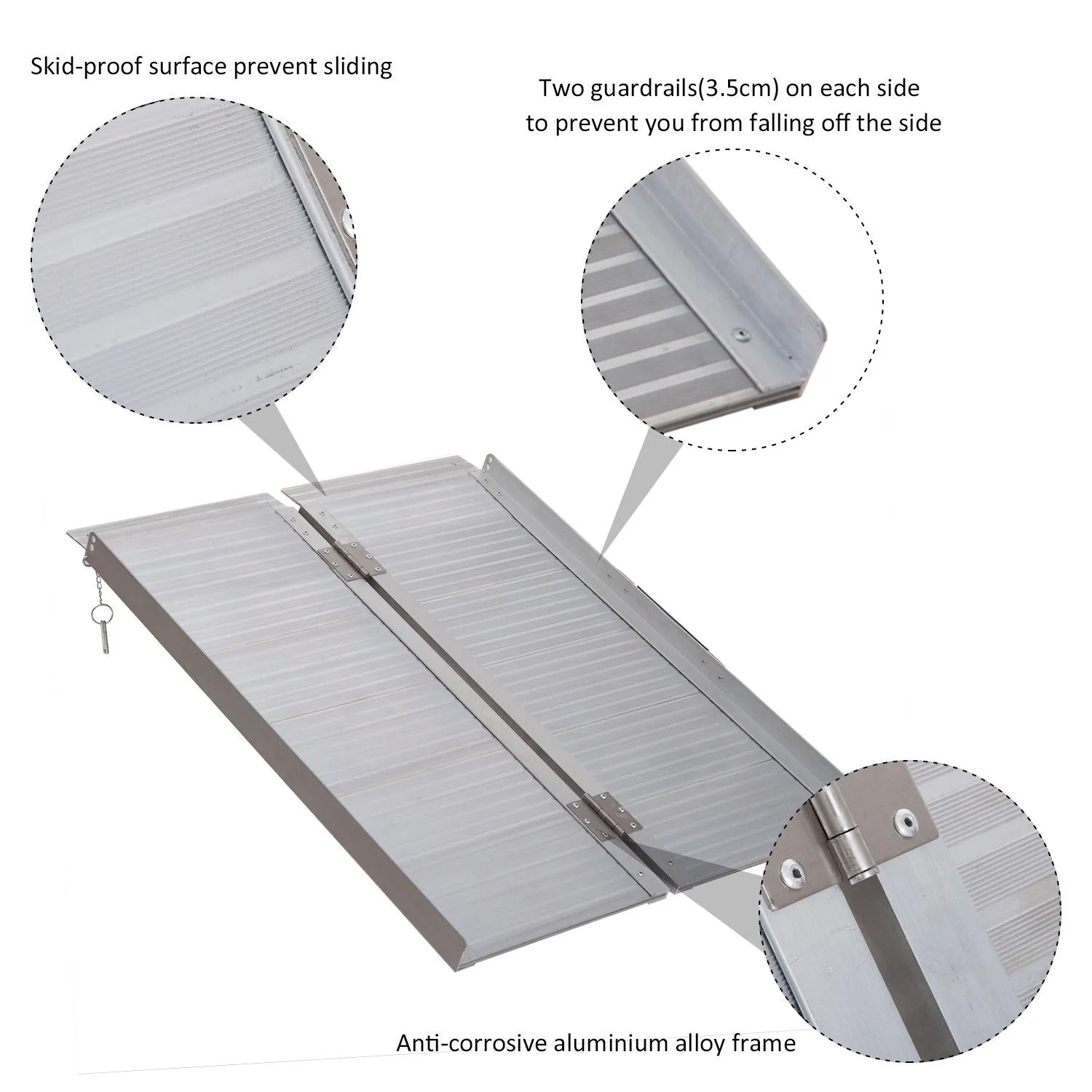 Folding Aluminum Ramp Wheelchairs/Scooters/Pet Mobility Ramp W/Handle 38.5" - Image 6