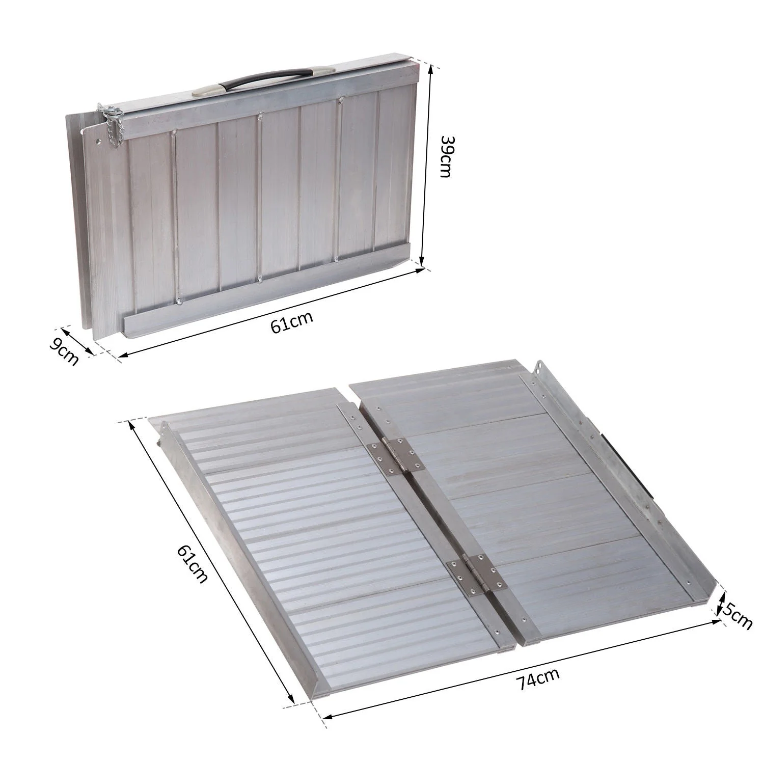 Folding Aluminum Ramp Wheelchairs/Scooters/Pet W/Handle Mobility Ramp W/Handle 24" - Image 3