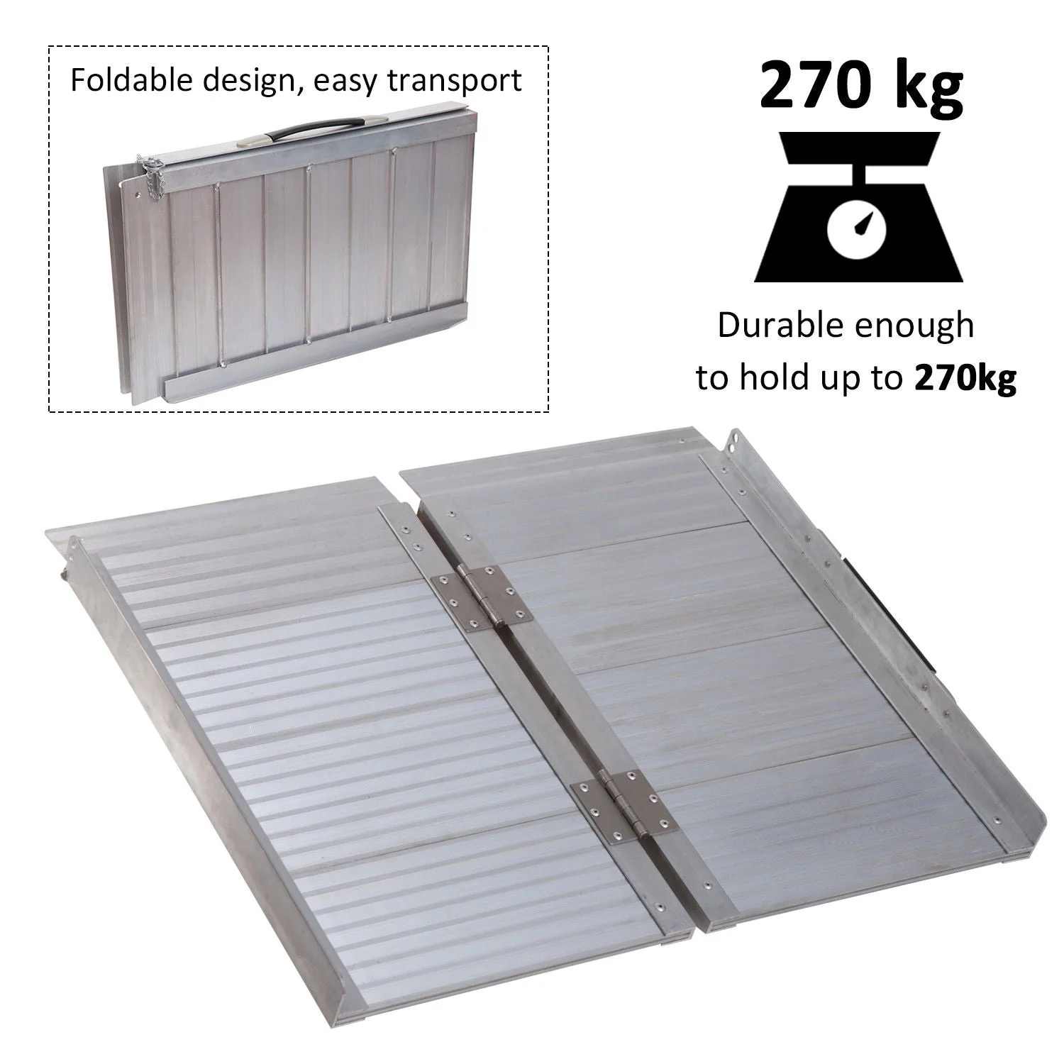 Folding Aluminum Ramp Wheelchairs/Scooters/Pet W/Handle Mobility Ramp W/Handle 24" - Image 4