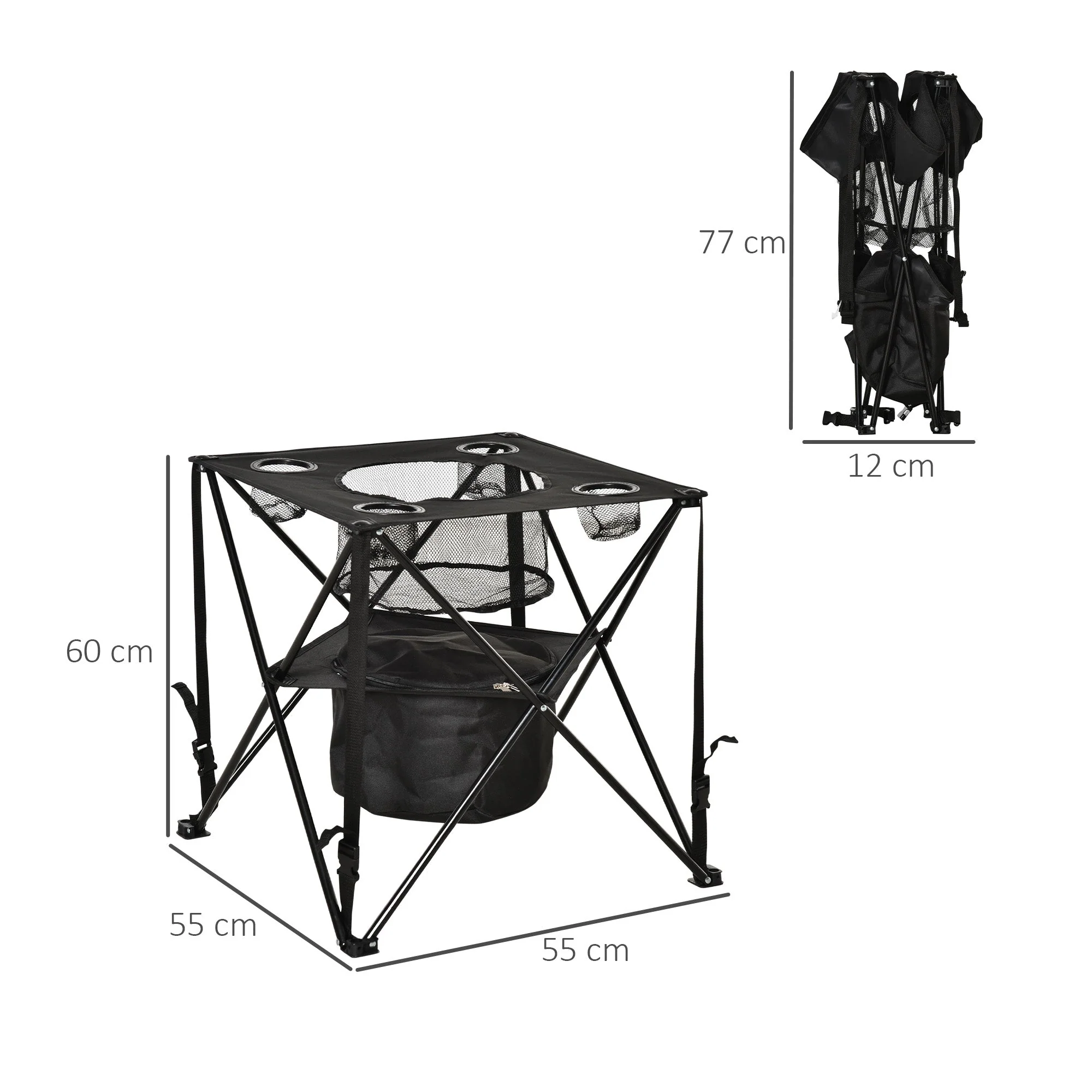Folding Camping Table Portable Picnic Table w/ Built-in Cooler & Carry Bag - Image 3