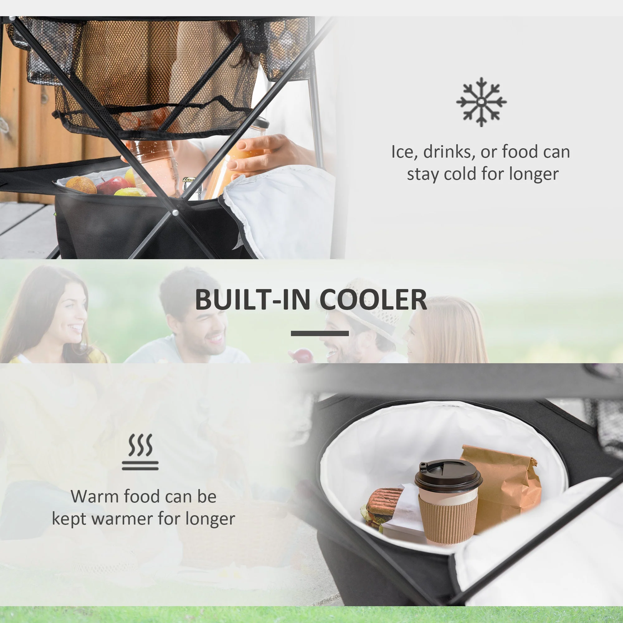 Folding Camping Table Portable Picnic Table w/ Built-in Cooler & Carry Bag - Image 5