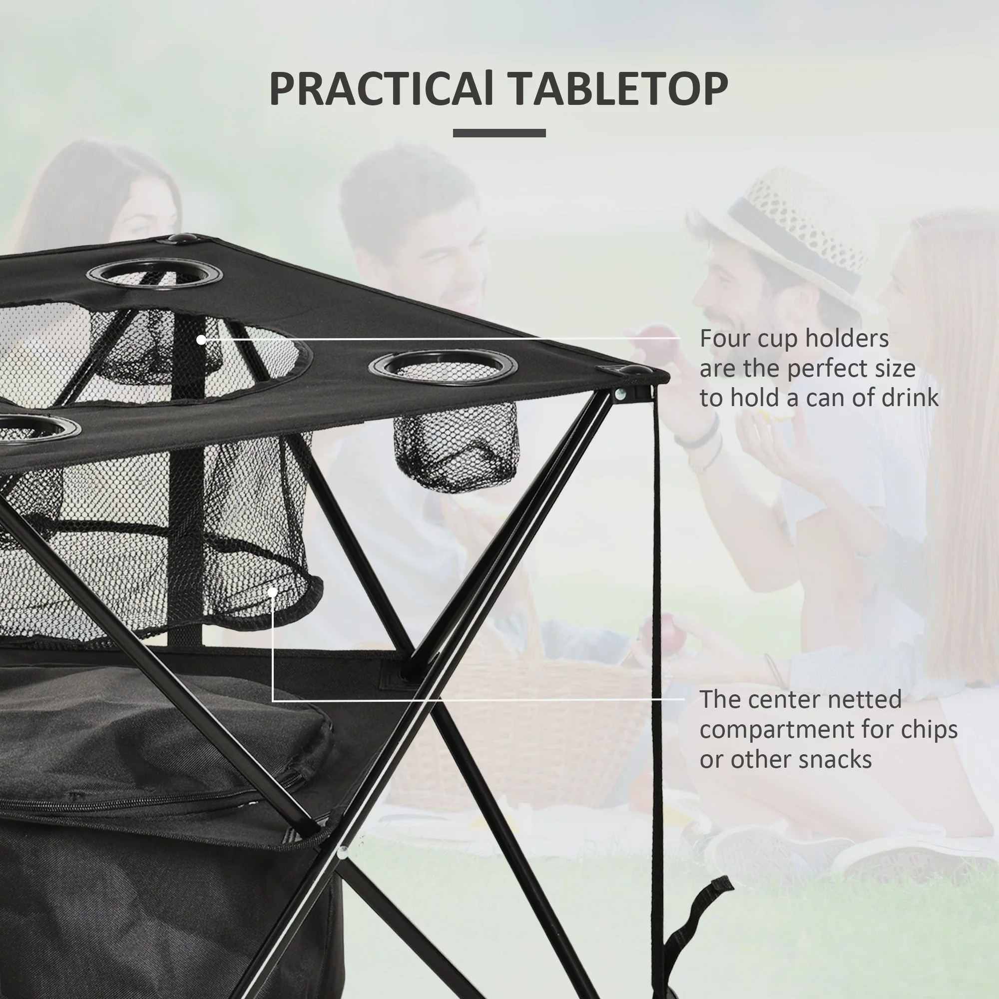 Folding Camping Table Portable Picnic Table w/ Built-in Cooler & Carry Bag - Image 6