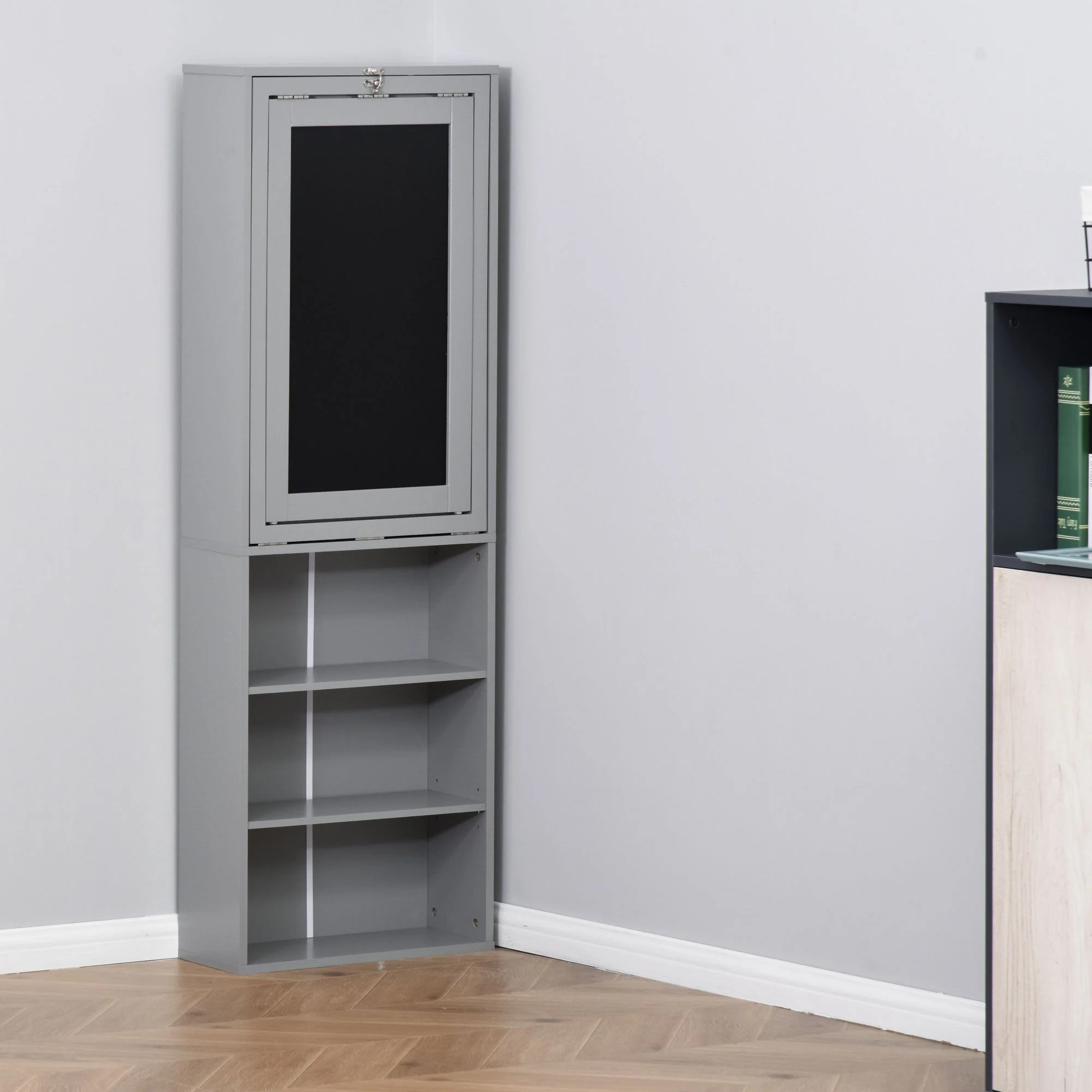 Folding Convertible Desk with Blackboard Multi-function Computer Office Workstation Side Shelf for Home Office - Image 9