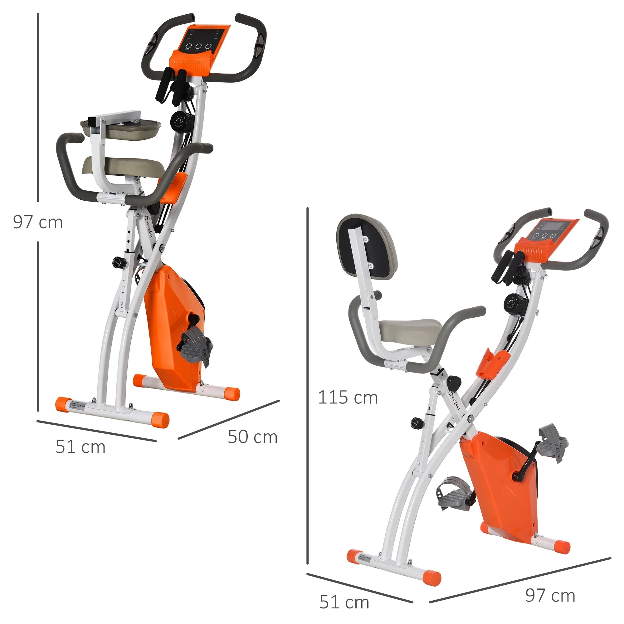 Folding Exercise Bike Upright Recumbent Stationary Cycling Magnetic w/ Band - Image 3