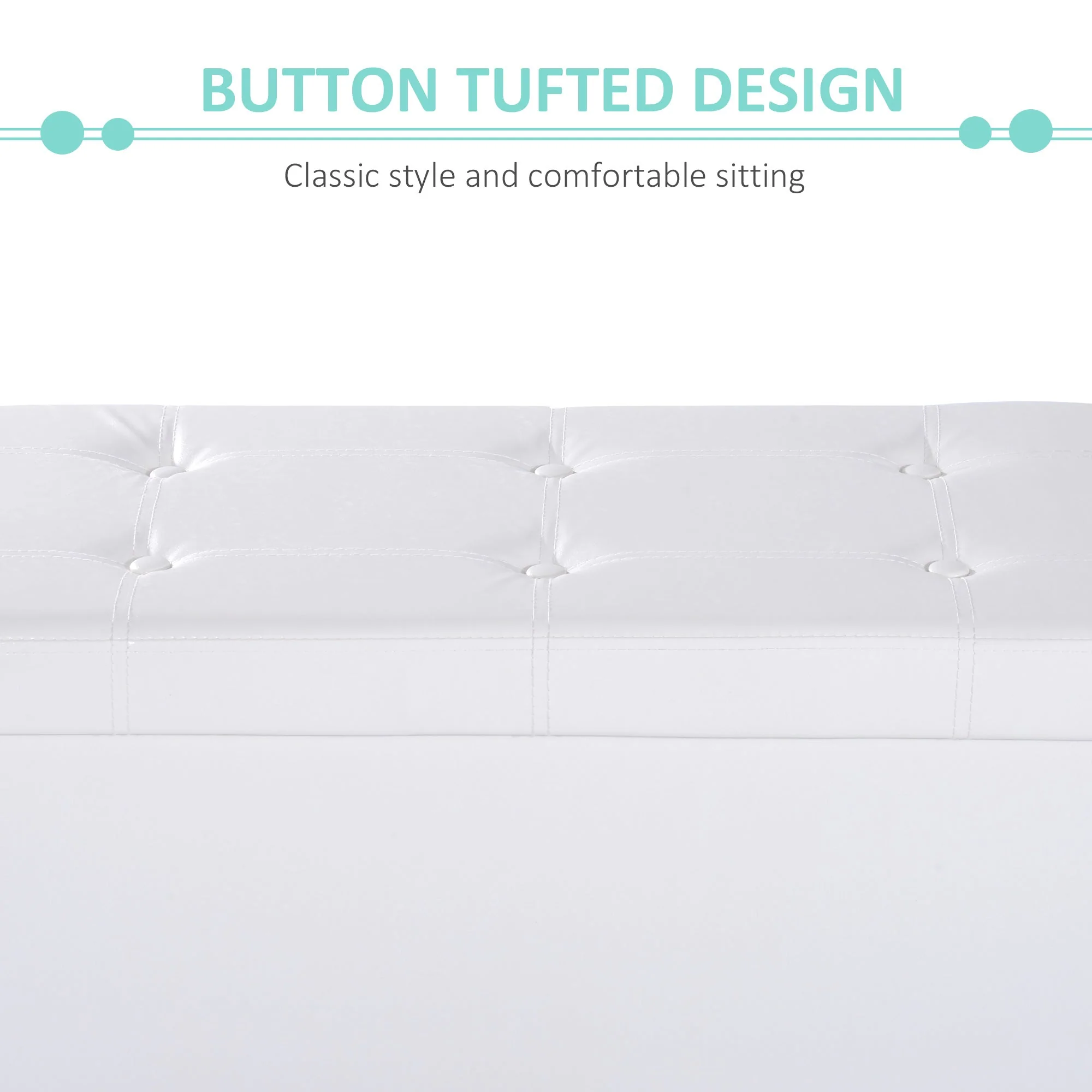 Folding Faux Leather Storage Cube Ottoman Bench Seat PU Rectangular Footrest Stool Box Cream White - Image 4