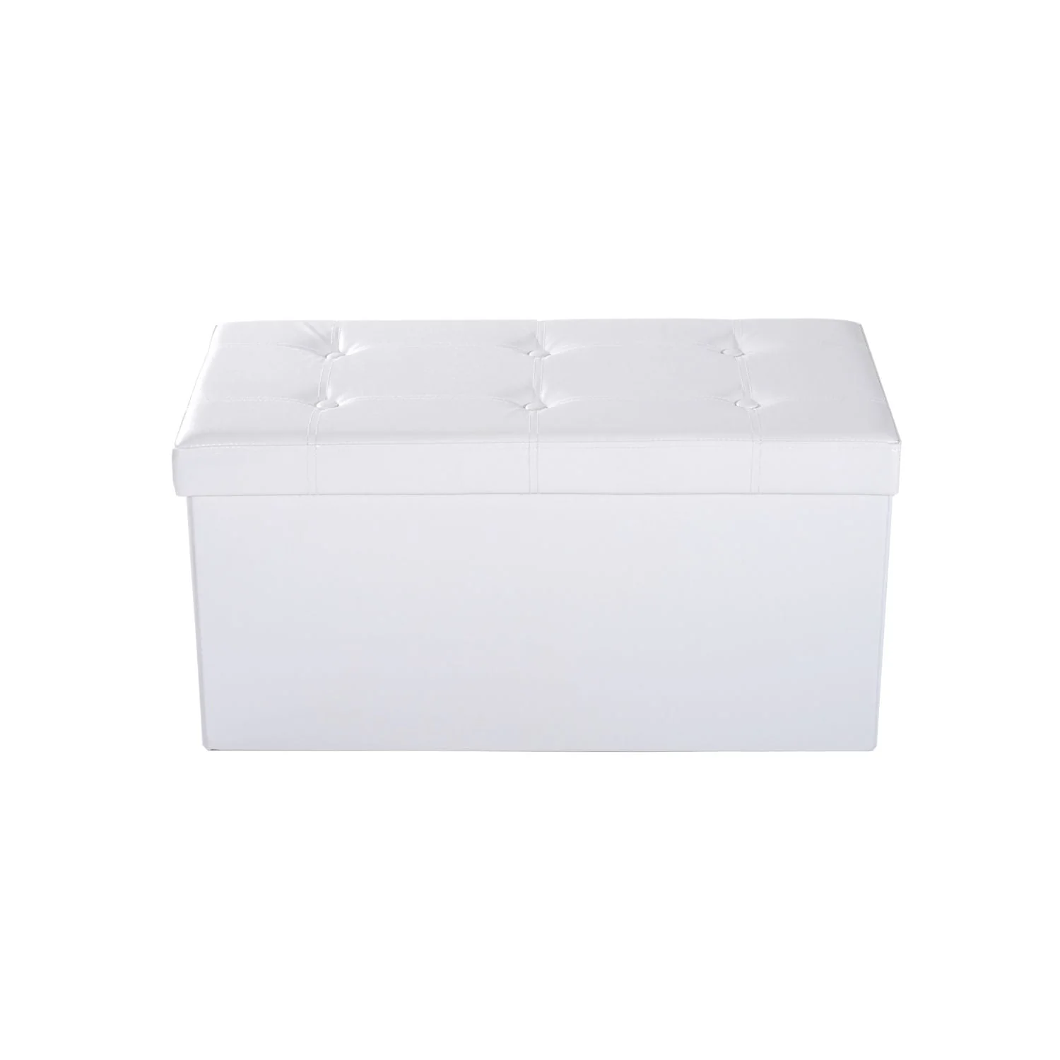 Folding Faux Leather Storage Cube Ottoman Bench Seat PU Rectangular Footrest Stool Box Cream White - Image 7