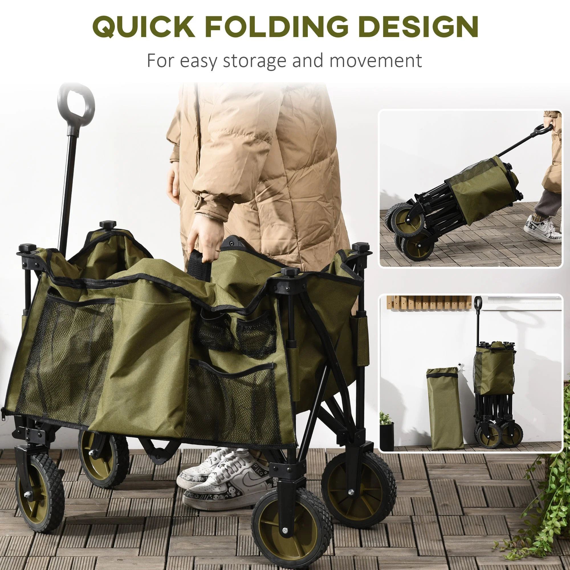 Folding Garden Trolley on Wheels - Image 4
