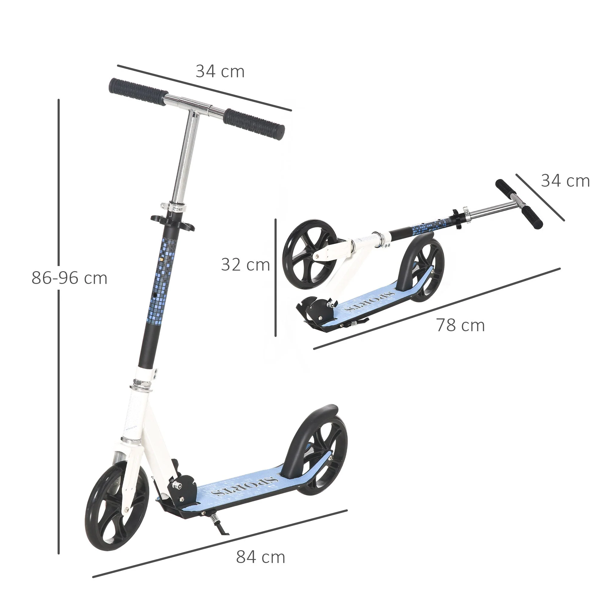 Folding Kids Kick Scooter Ride on Toys-Blue - Image 3